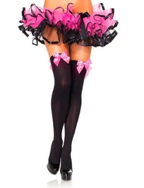 0954L      Girly Fantasy Hot Pink Bow Top Thigh High Stockings