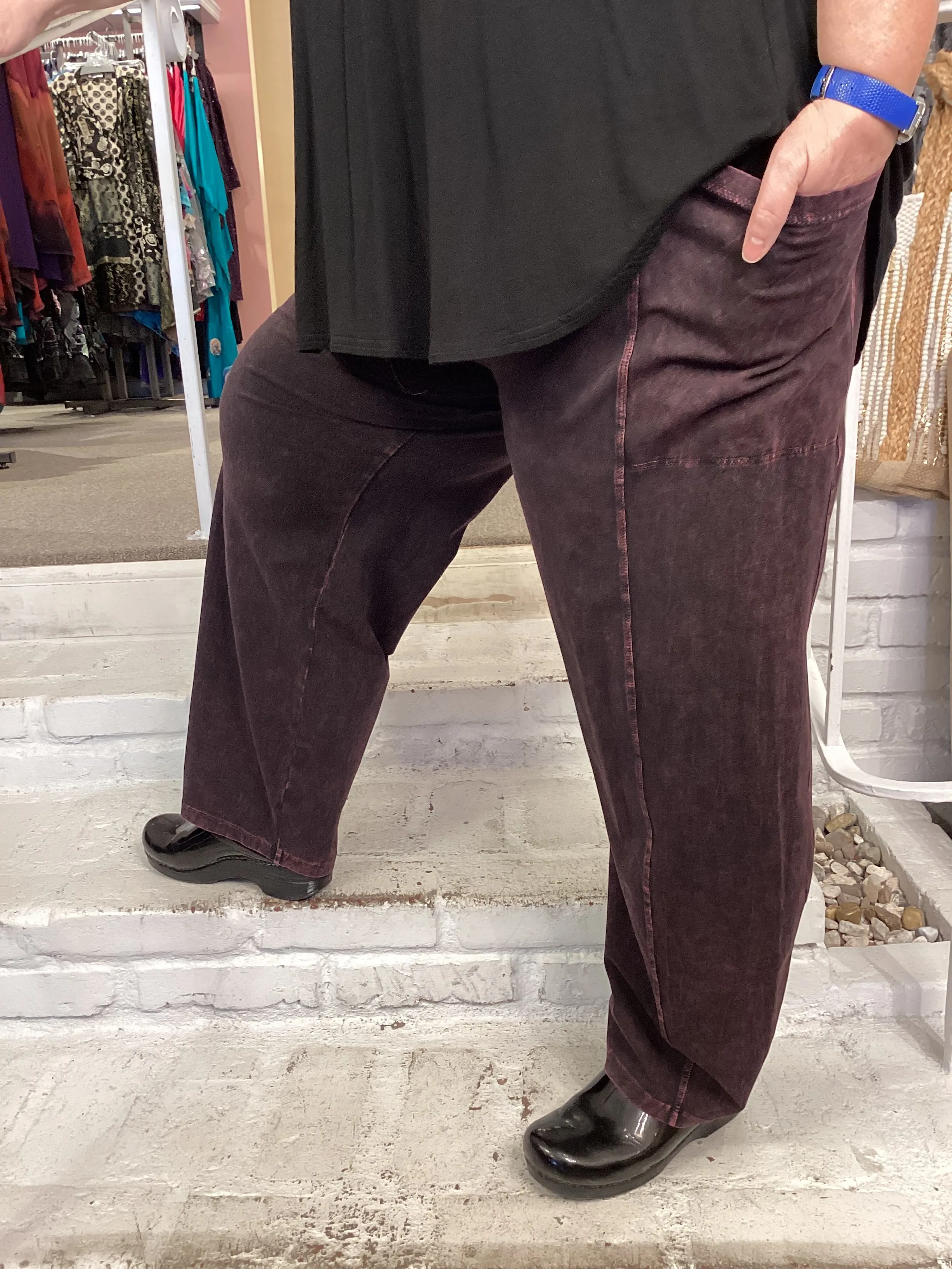 2 PKT LANTERN PANT - WINE