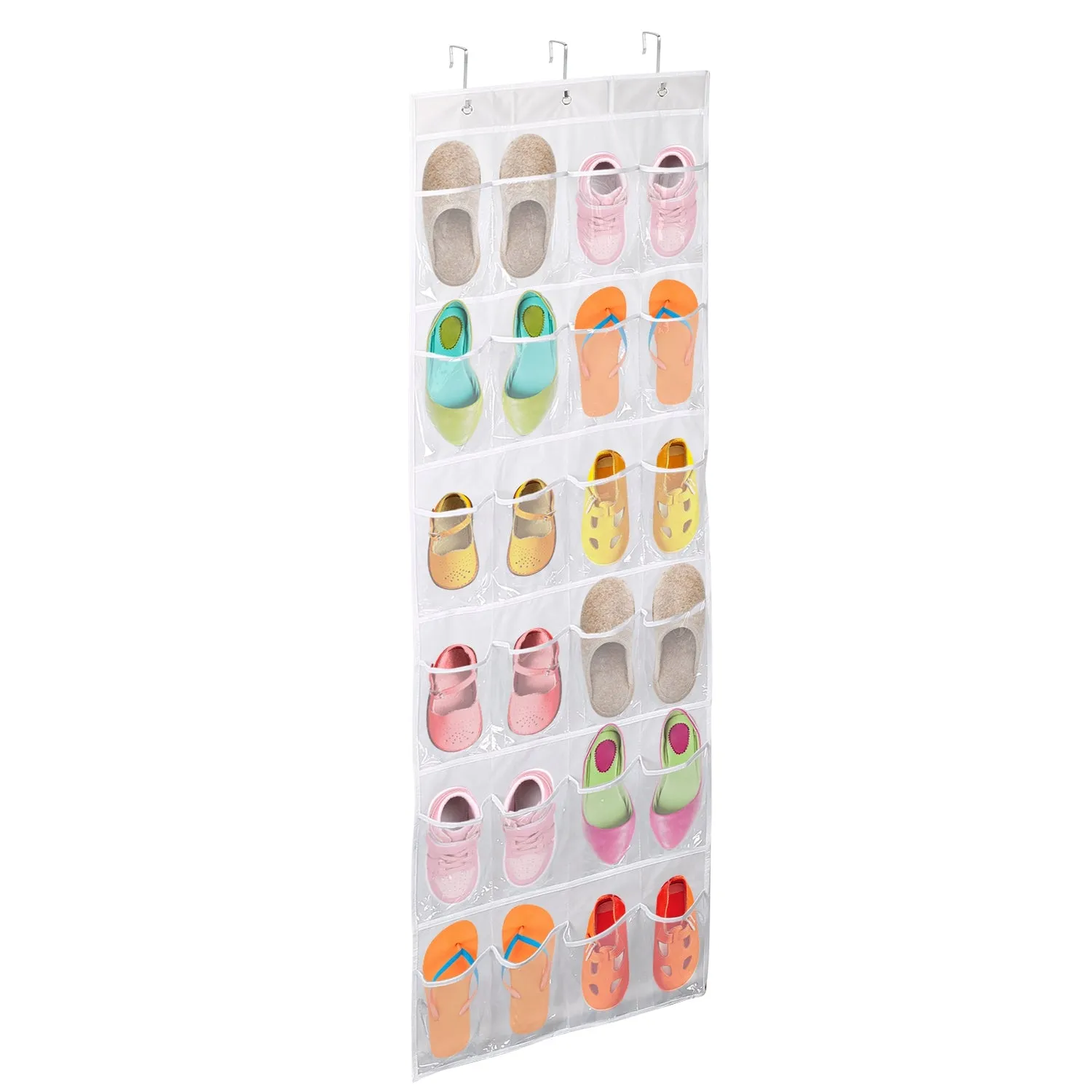 24-Pocket: Over the Door Shoes Rack Crystal Clear Organizer