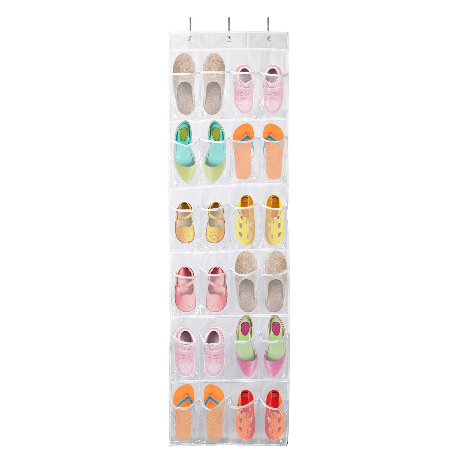 24-Pocket: Over the Door Shoes Rack Crystal Clear Organizer