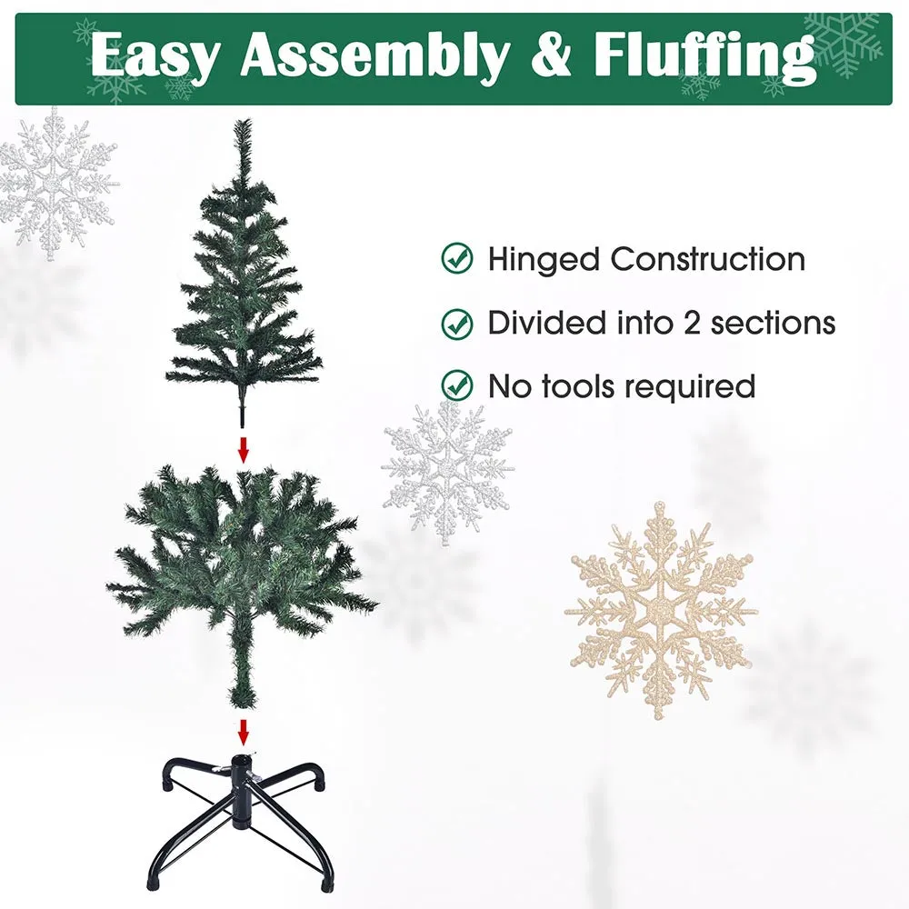 4 ft Xmas Tree with Ribbon & Foldable Metal Stand