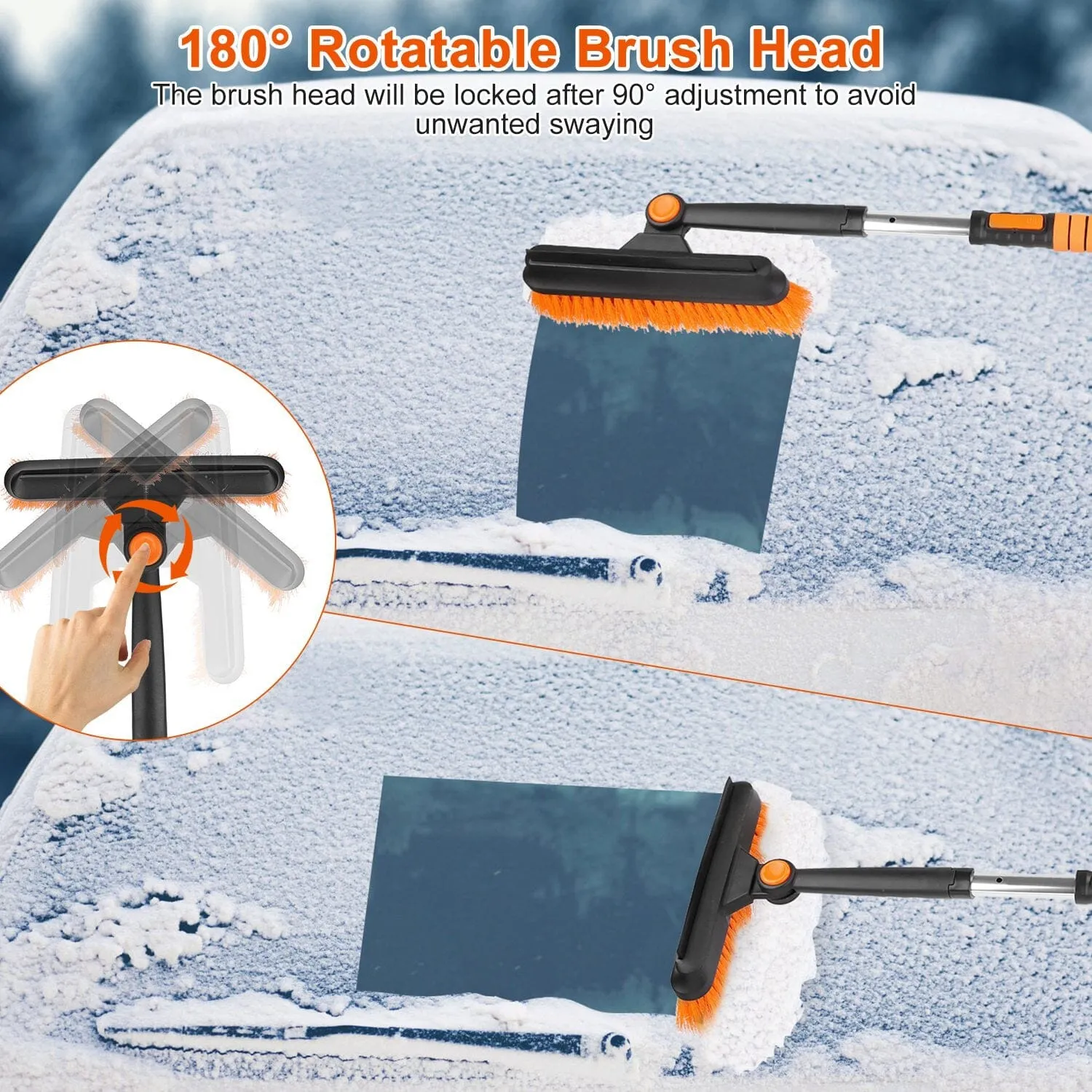 5-in-1 Detachable 180° Adjustable Ice Scraper Snow Shovel