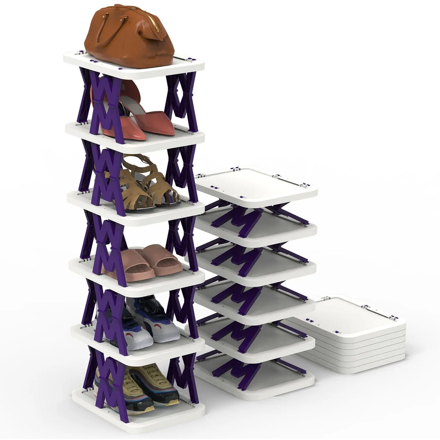 6-Tier Foldable Vertical Shoe Rack