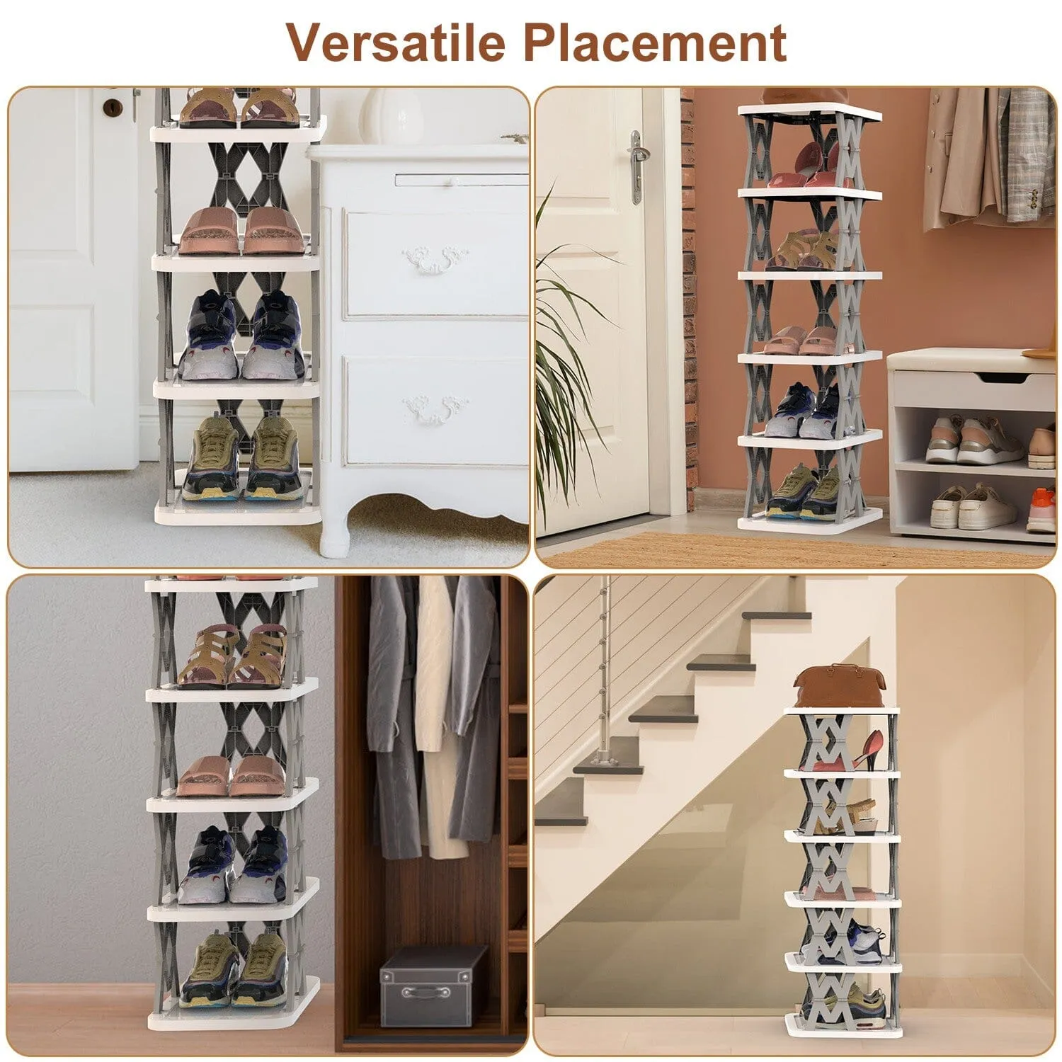 6-Tier Foldable Vertical Shoe Rack