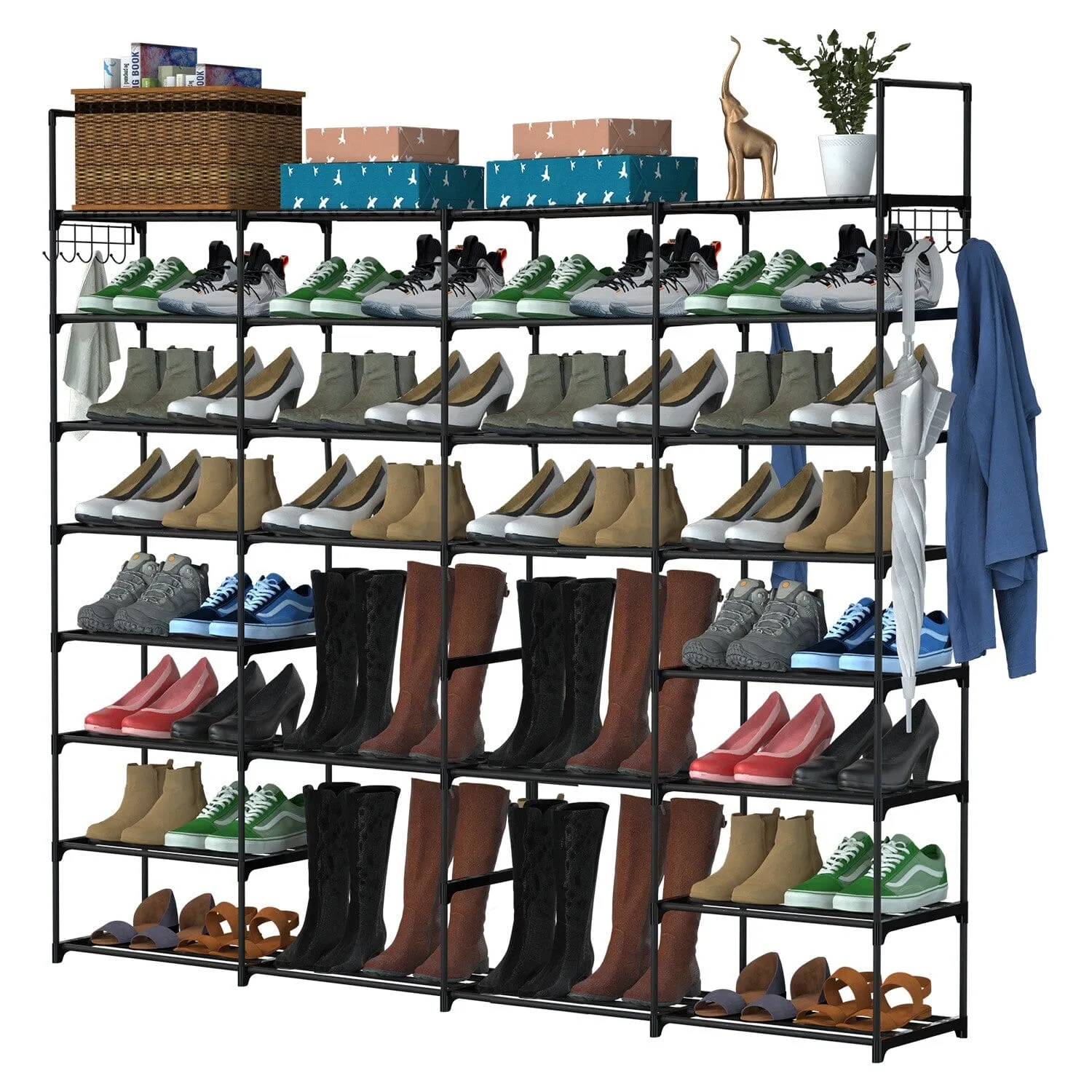 8-Tier Shoe Rack Metal Shoe Storage Shelf