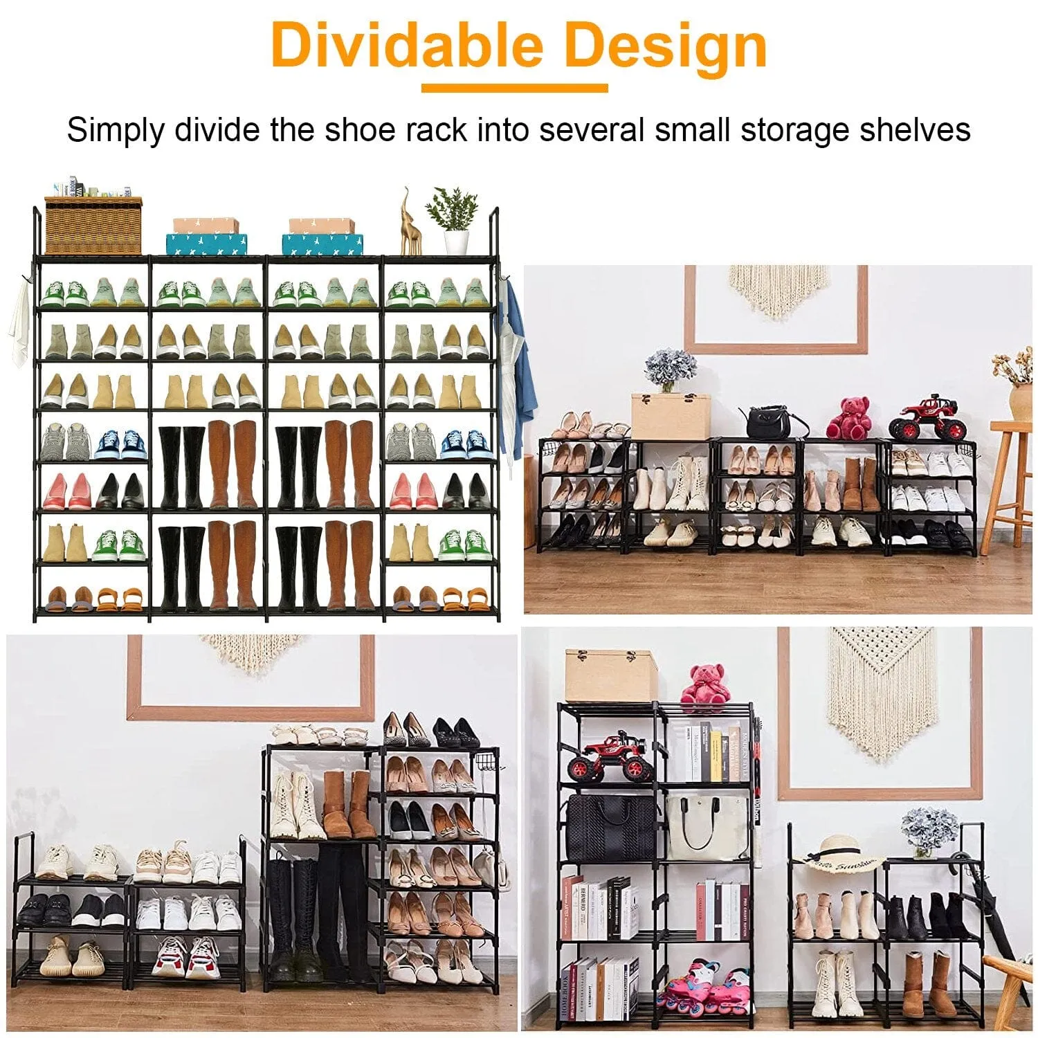 8-Tier Shoe Rack Metal Shoe Storage Shelf