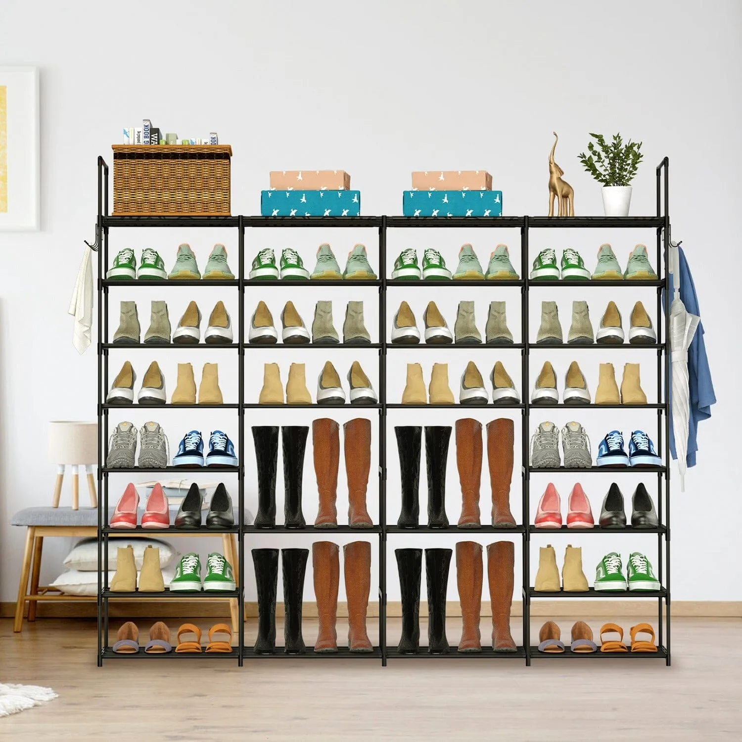 8-Tier Shoe Rack Metal Shoe Storage Shelf