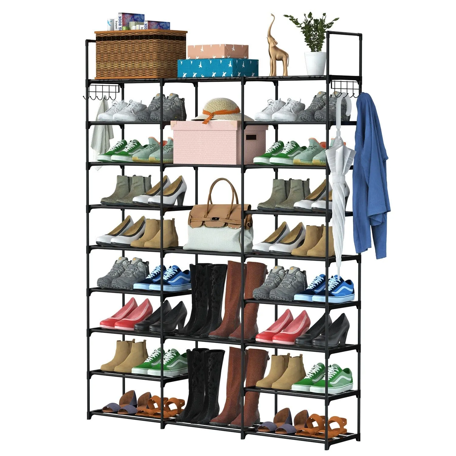 9-Tier: Shoe Rack Metal Storage