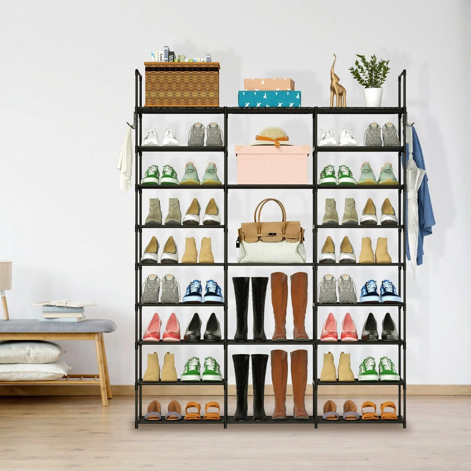 9-Tier: Shoe Rack Metal Storage