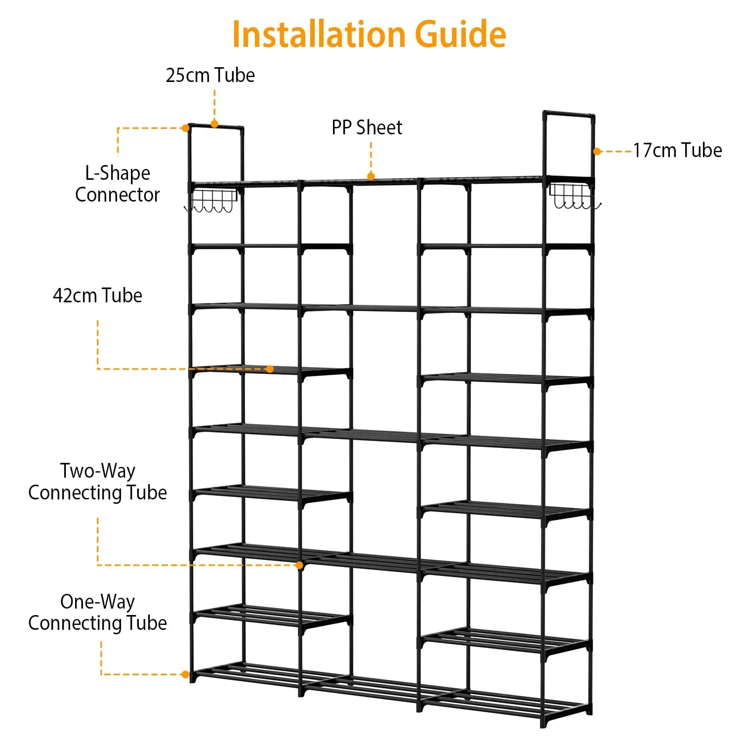 9-Tier: Shoe Rack Metal Storage