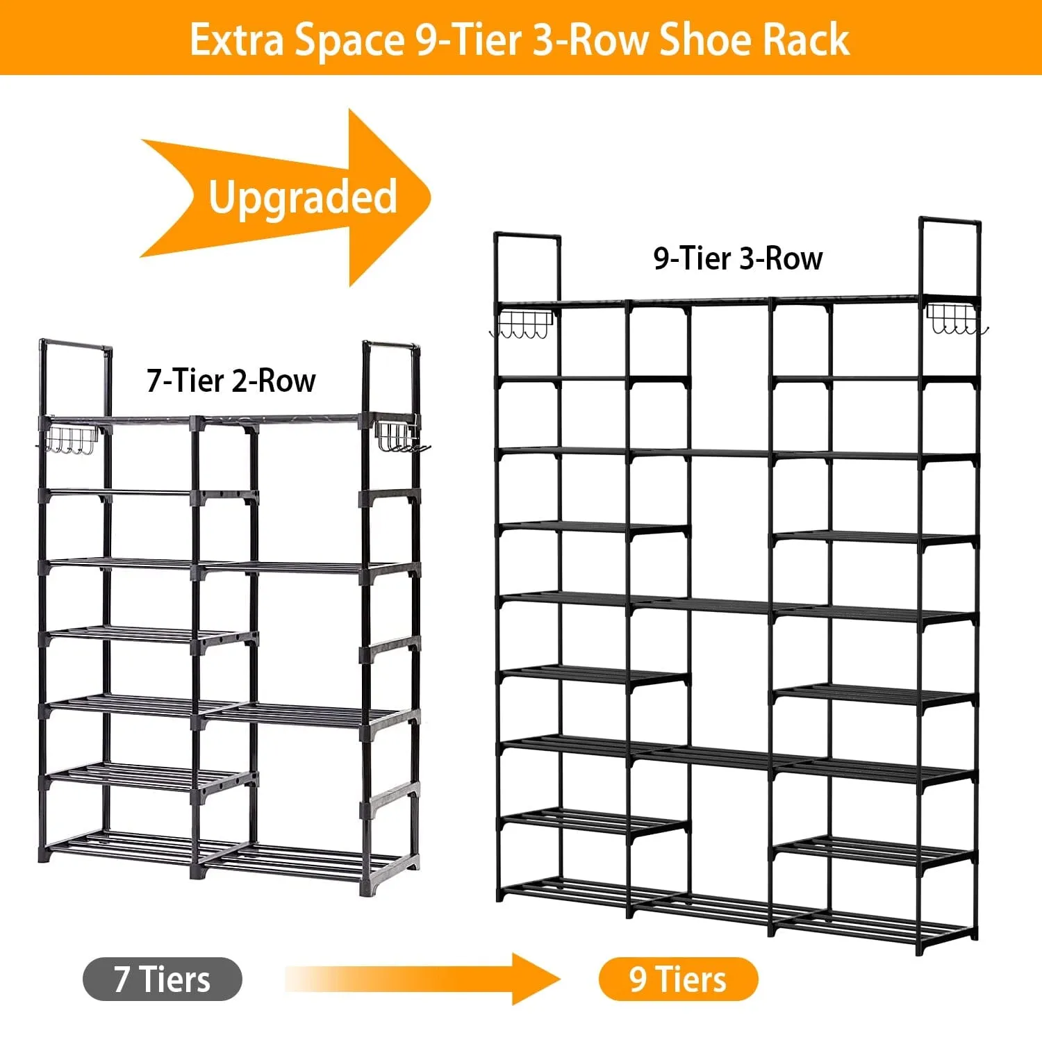 9-Tier: Shoe Rack Metal Storage