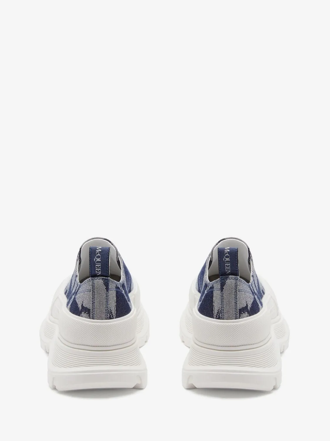 ALEXANDER MCQUEEN Graffiti Trad Slick Lace Up Sneakers for Men in Indigo and White