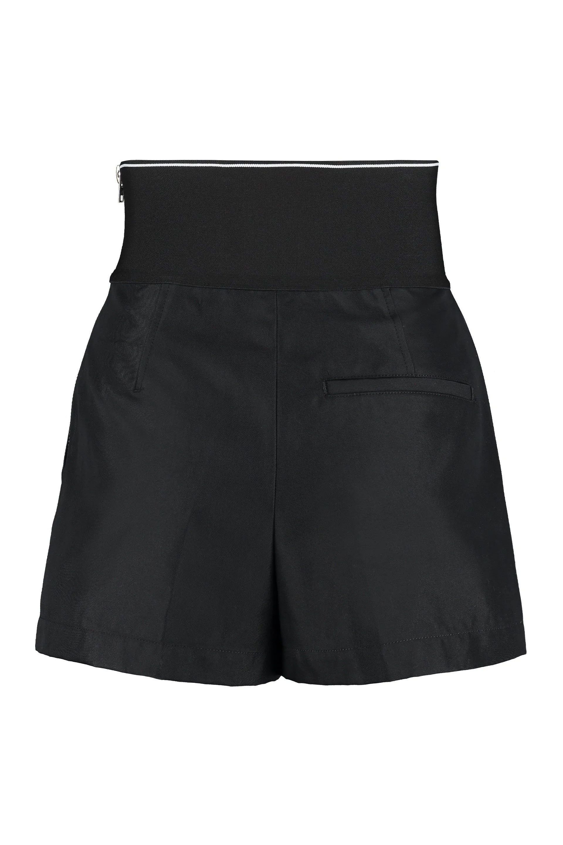 ALEXANDER WANG Logo Waist Pleated Shorts for Women in Black - SS24