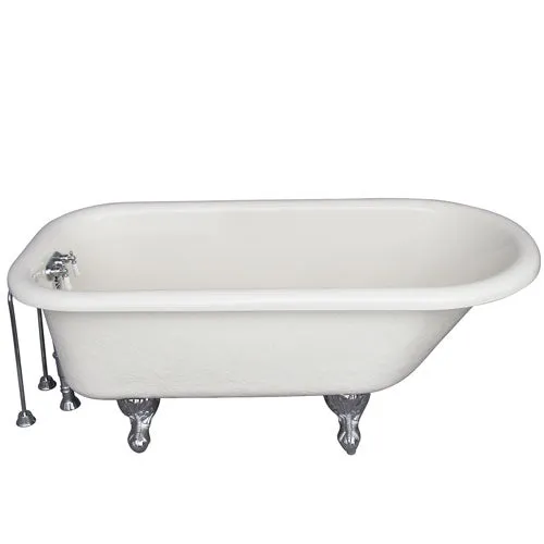 Andover 60″ Acrylic Roll Top Tub Kit in Bisque – Polished Chrome Accessories