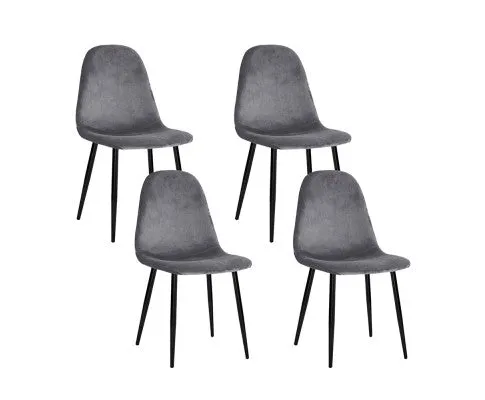 Artiss Dining Chairs Grey Velvet Set of 4 Nova