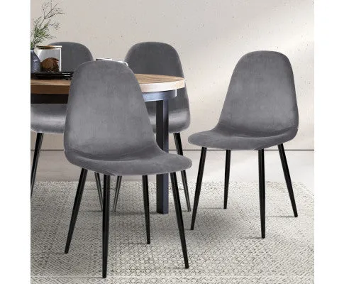 Artiss Dining Chairs Grey Velvet Set of 4 Nova