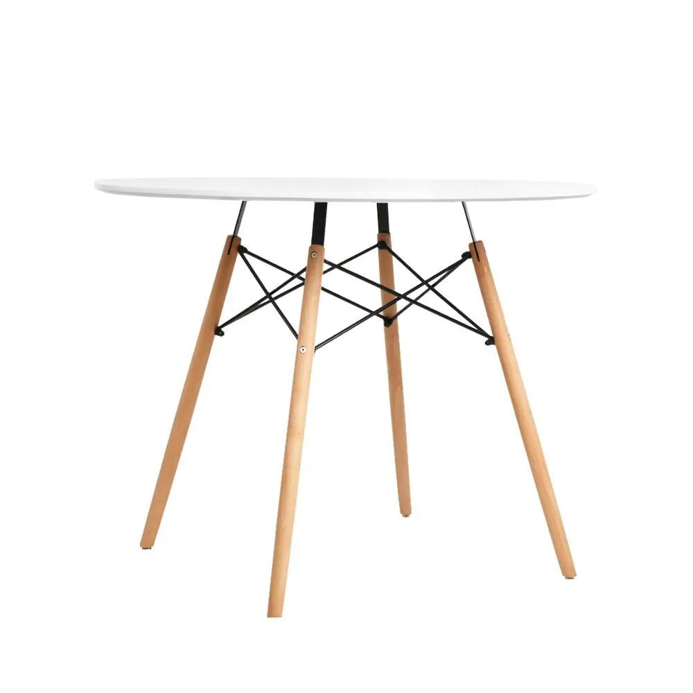 Artiss Dining Table Round 4 Seater Replica Tables Cafe Timber White 90cm