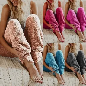 Autumn and Winter New Solid Loose Plush Women's Pajama Bottoms