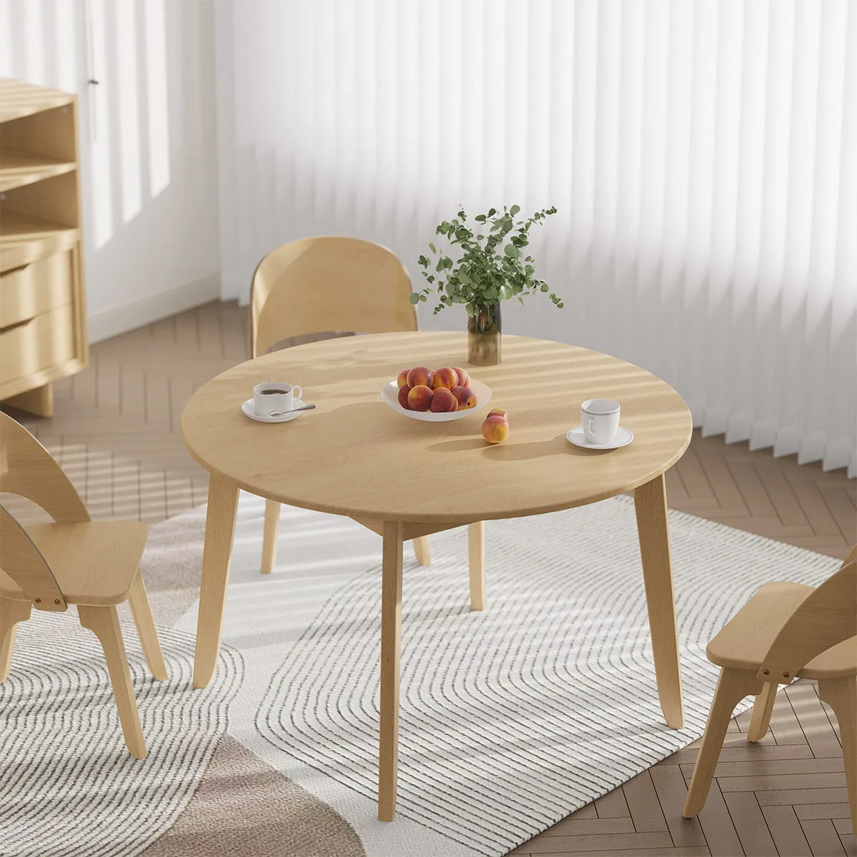 Ballet Round Dining Table (1.2m) with Four Curved Chairs Package