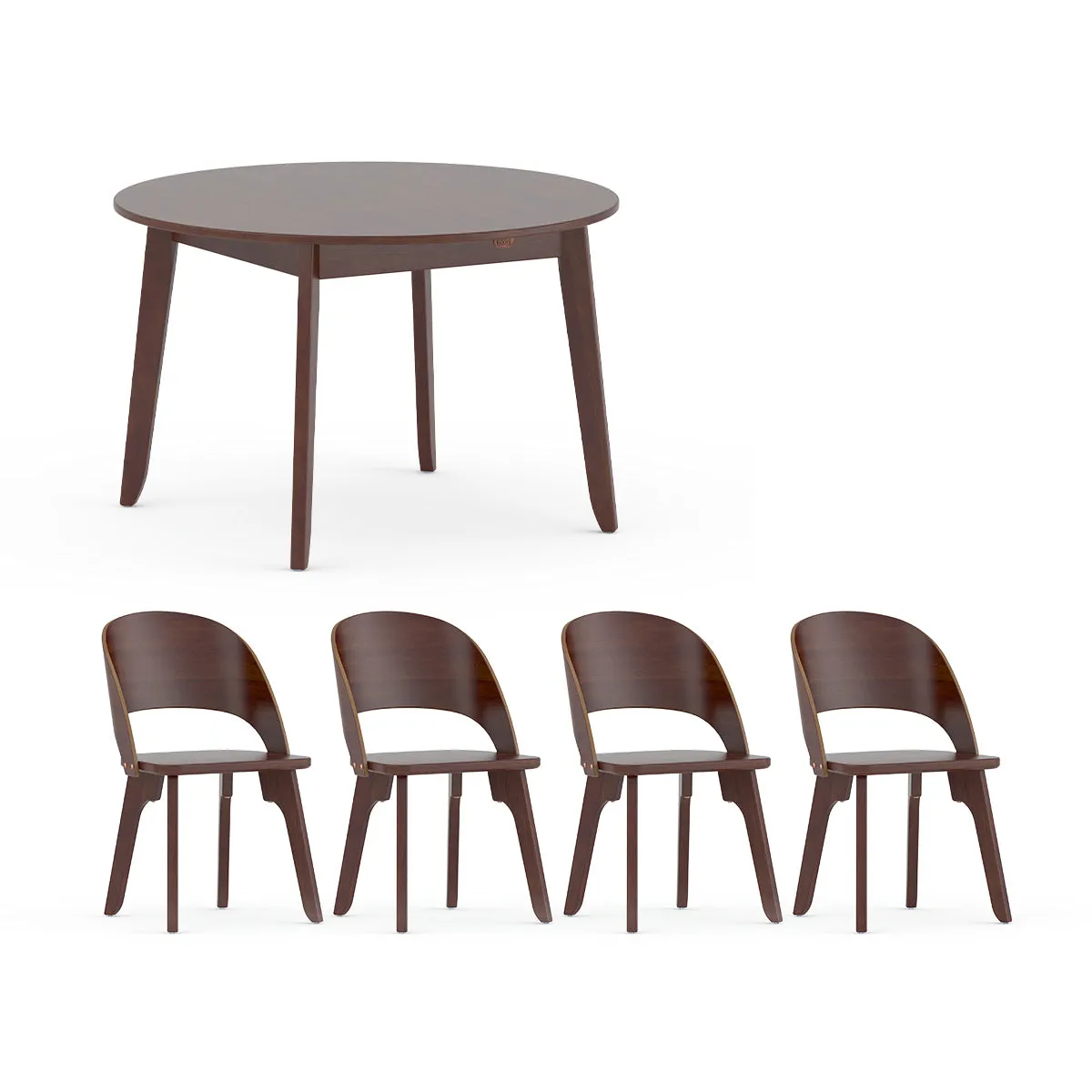 Ballet Round Dining Table (1.2m) with Four Curved Chairs Package