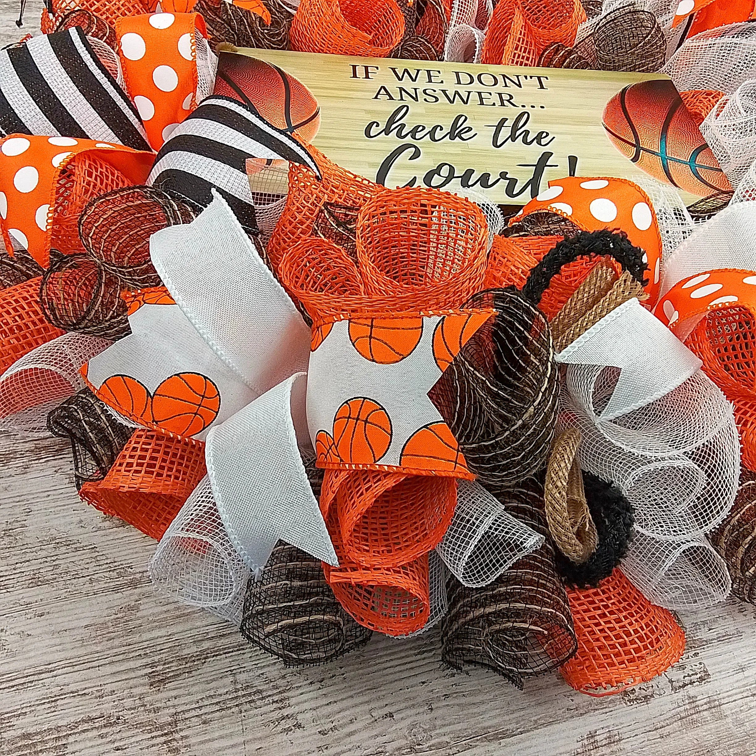 Basketball Season Wreath, Orange and Black Home Décor