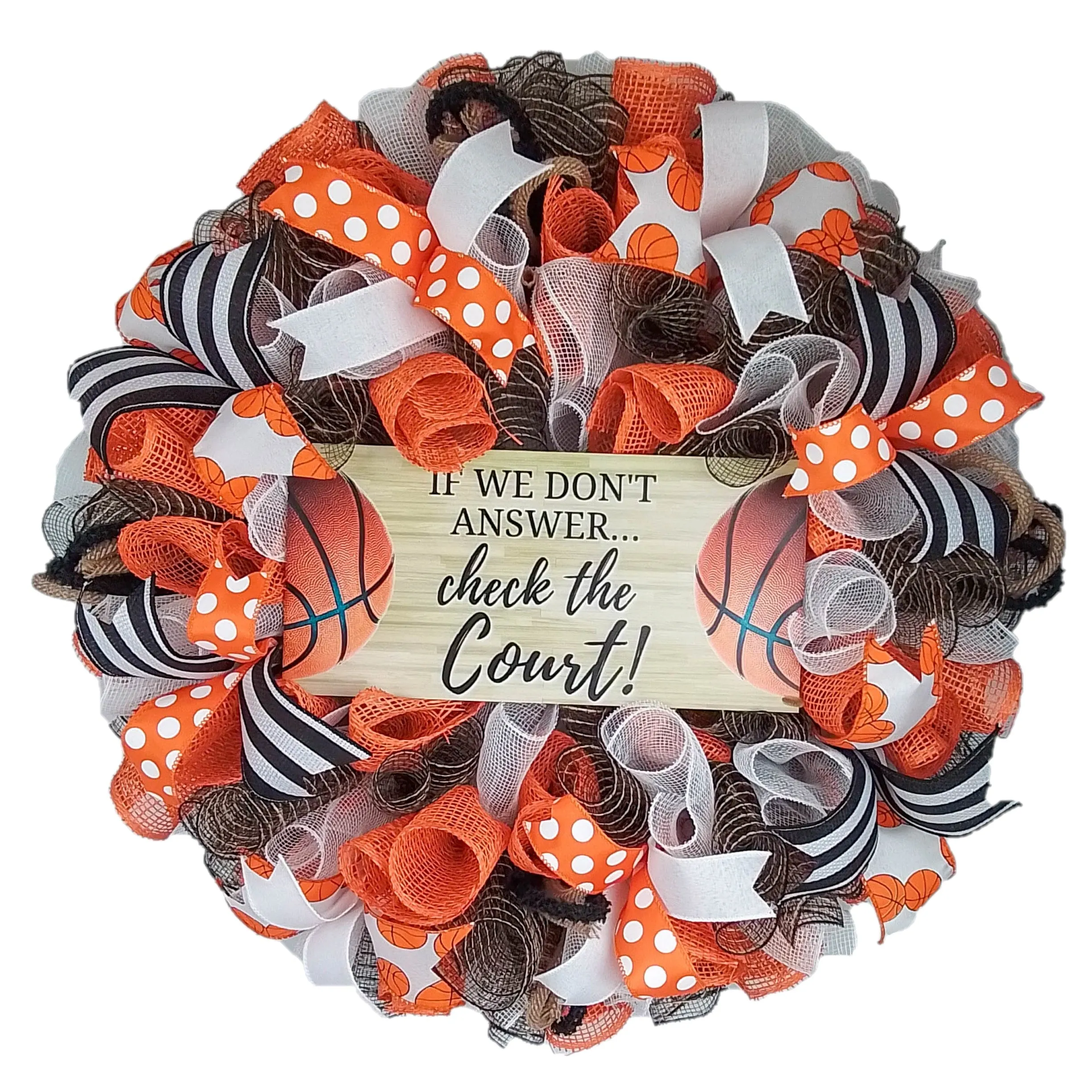 Basketball Season Wreath, Orange and Black Home Décor