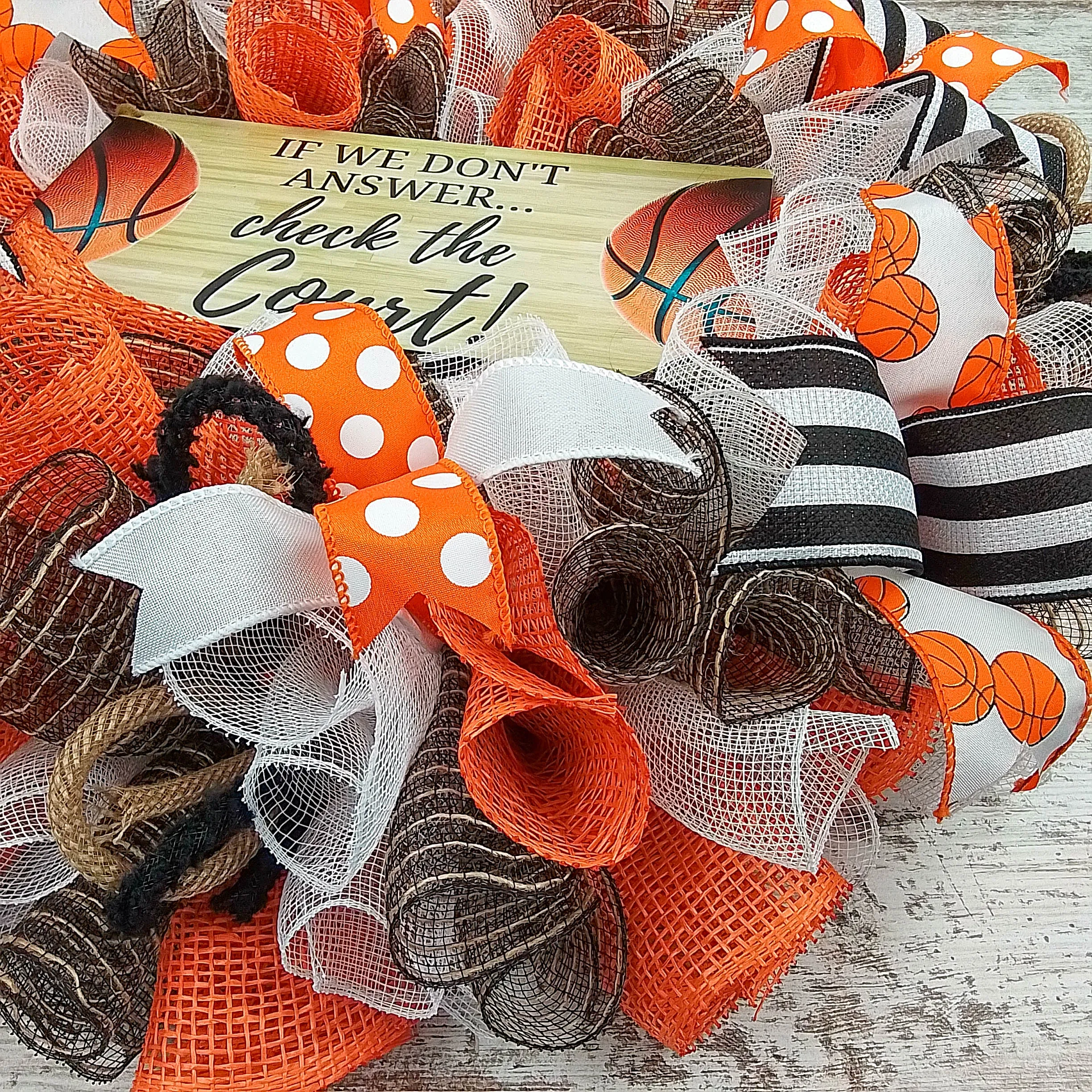 Basketball Season Wreath, Orange and Black Home Décor