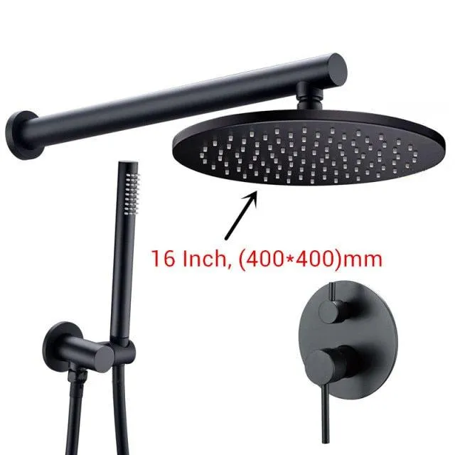 Bathroom Faucet Mixer Tap Ceiling Wall Handheld Spray With Rain Head