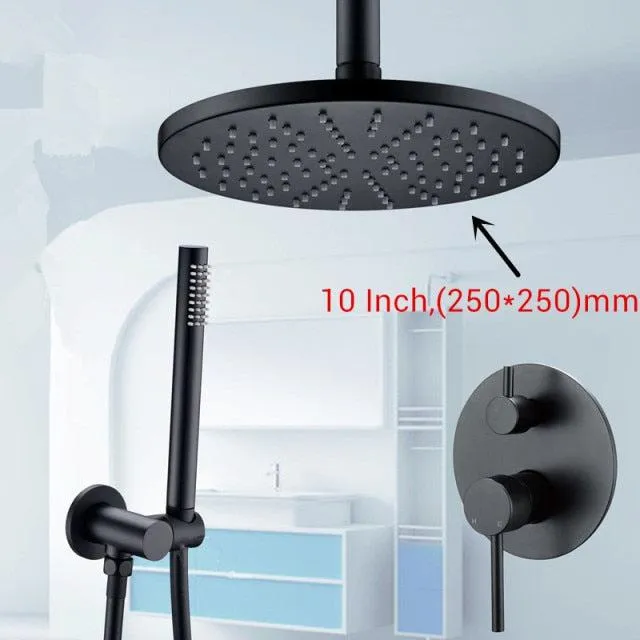 Bathroom Faucet Mixer Tap Ceiling Wall Handheld Spray With Rain Head