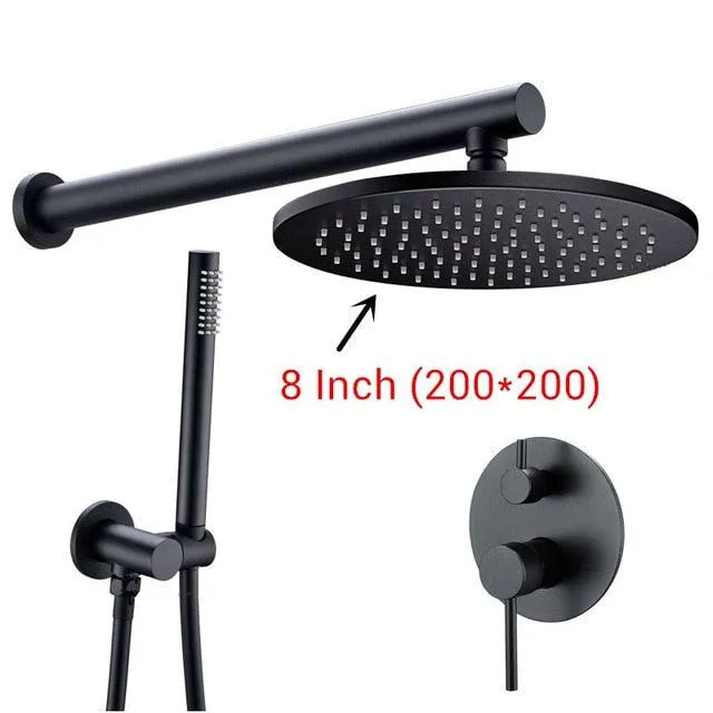 Bathroom Faucet Mixer Tap Ceiling Wall Handheld Spray With Rain Head