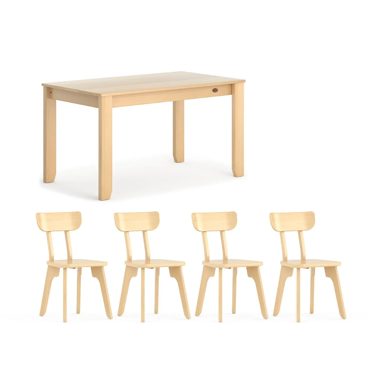 Block Dining Table (1.4m) with 4 Chairs Package