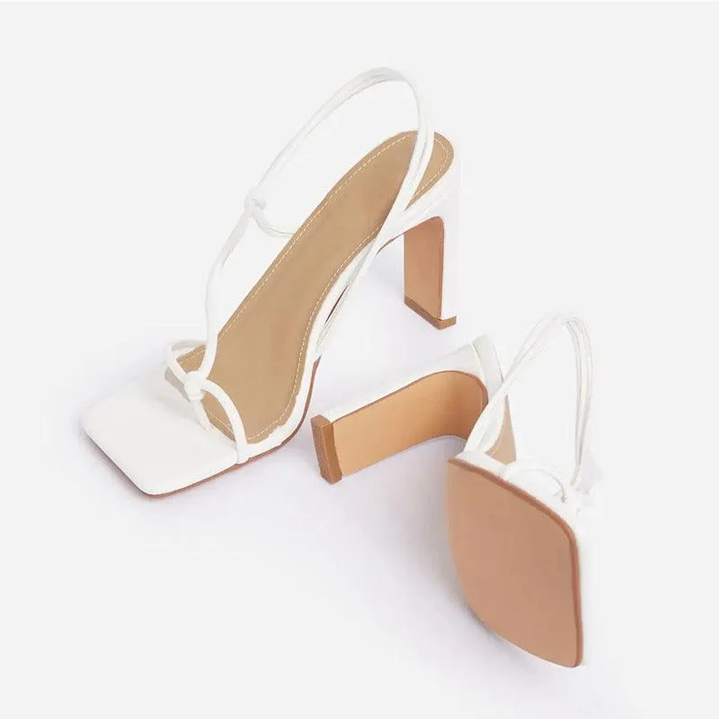 Chic Chunky Heel Plus Size Sandals with Square Toe and Stylish Straps for Women