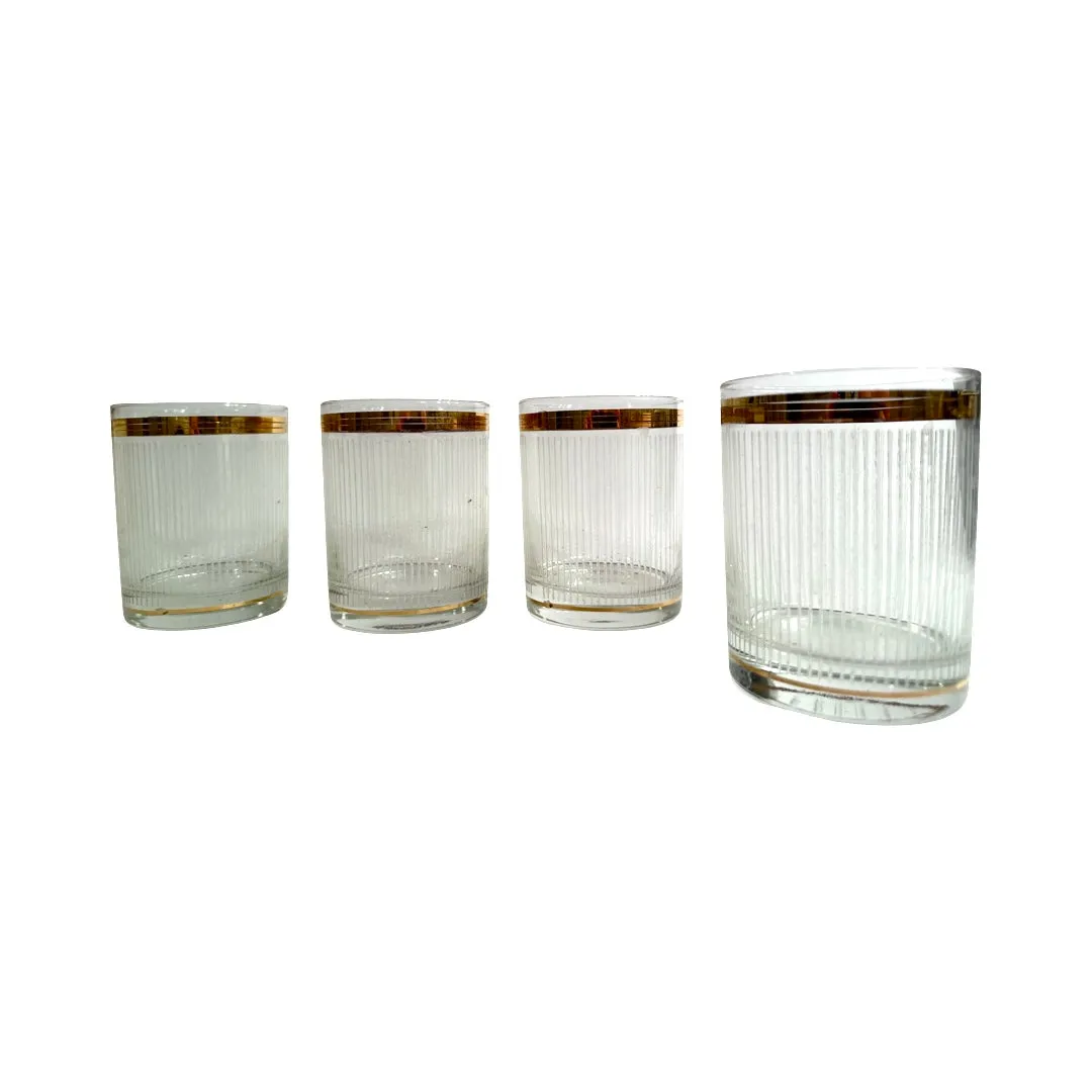 Culver Mid-Century Empire Gold Double Old Fashion Glasses (Set of 4)