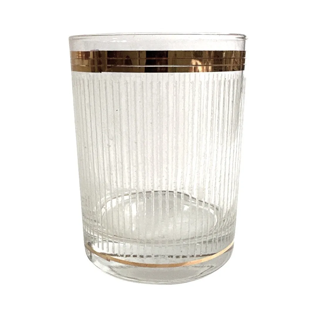 Culver Mid-Century Empire Gold Double Old Fashion Glasses (Set of 4)