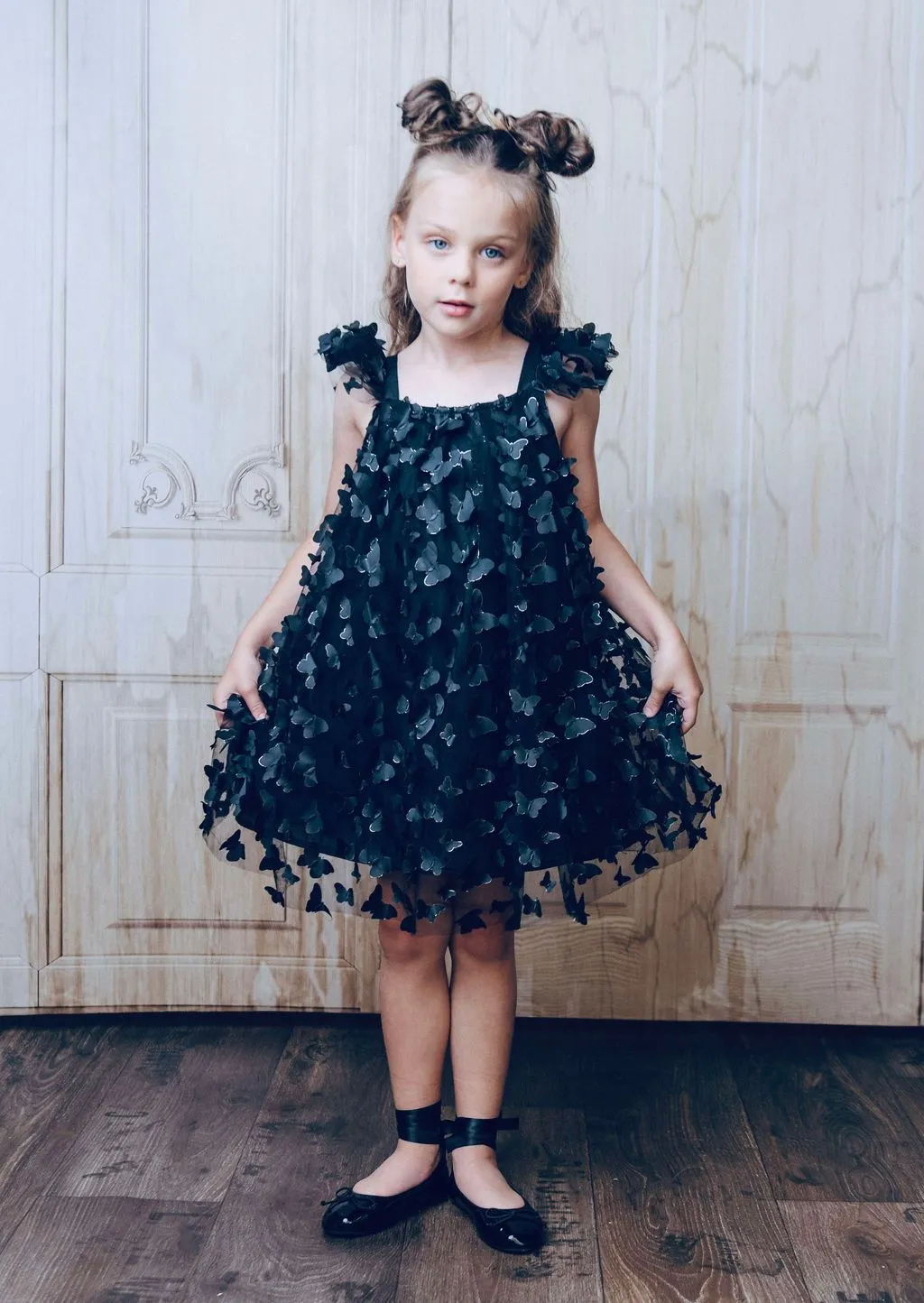 DOLLY by Le Petit Tom ® ALLOVER BUTTERFLIES TUTU DRESS black