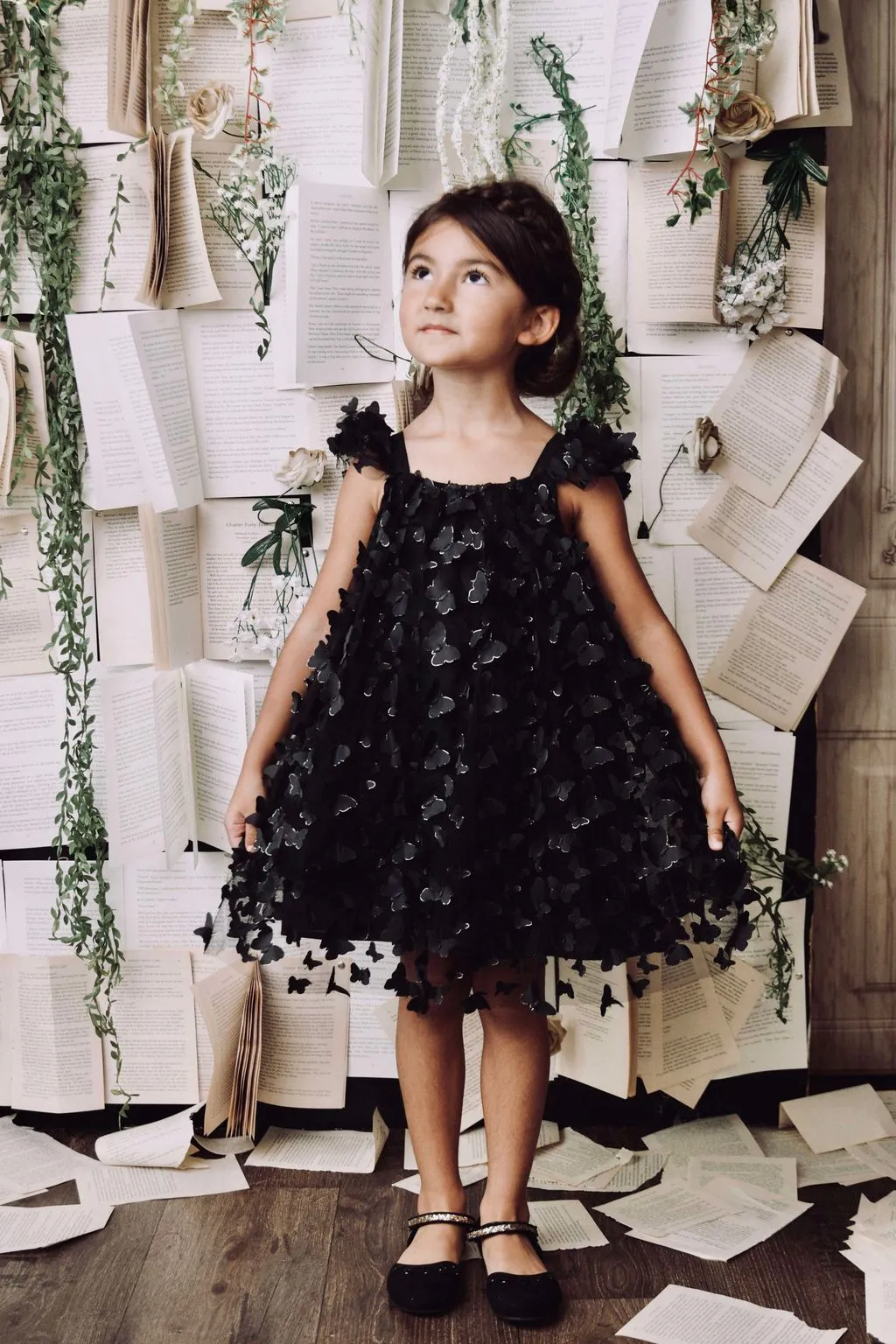 DOLLY by Le Petit Tom ® ALLOVER BUTTERFLIES TUTU DRESS black