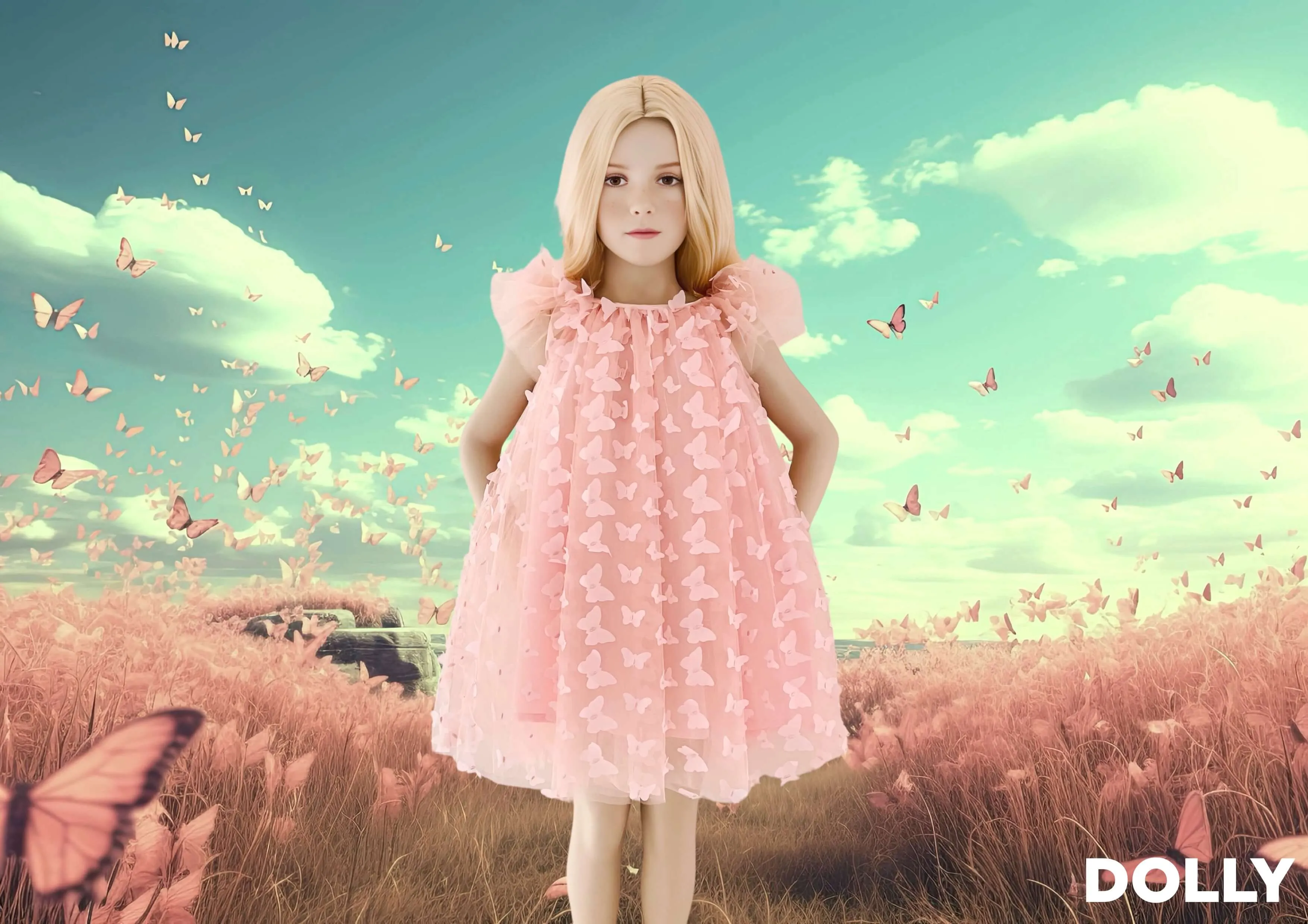 DOLLY by Le Petit Tom ® ALLOVER BUTTERFLIES TUTU DRESS dollypink