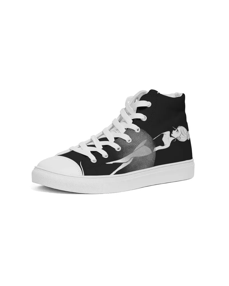 DOLLY DOODLING Ballerina Black Women's Hightop Canvas Shoe