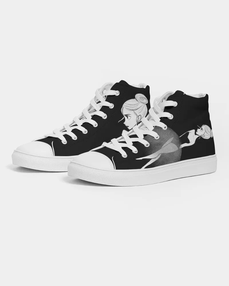 DOLLY DOODLING Ballerina Black Women's Hightop Canvas Shoe