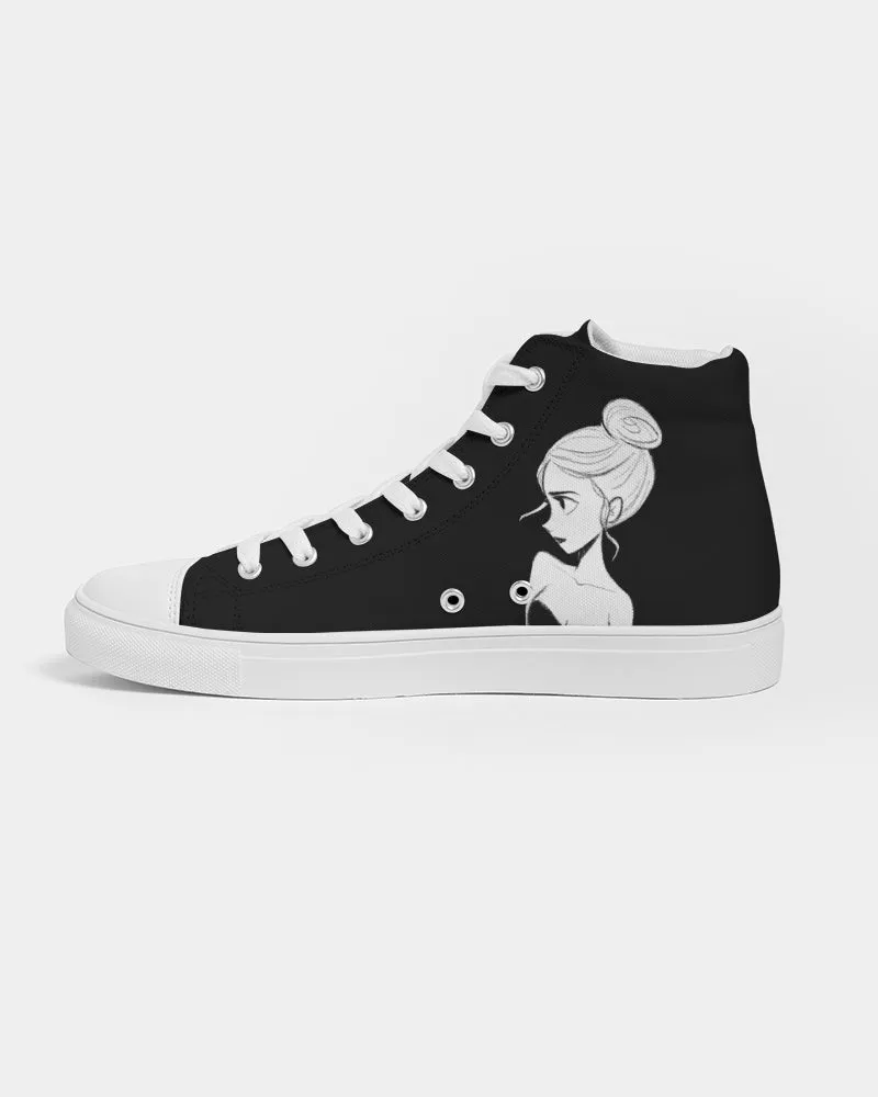 DOLLY DOODLING Ballerina Black Women's Hightop Canvas Shoe