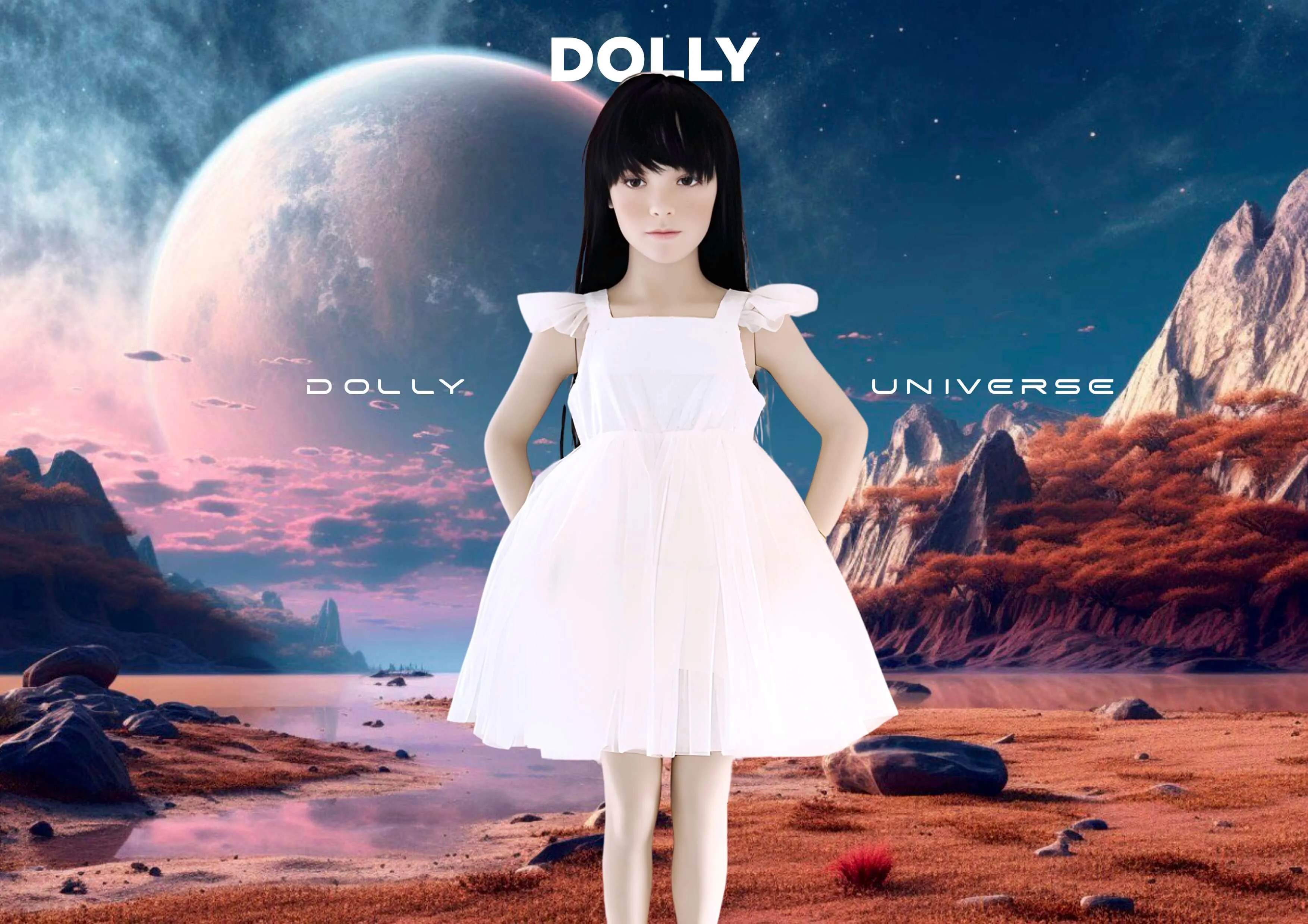 DOLLY UNIVERSE SEQUIN GLITTER GALAXY TUTU DRESS white