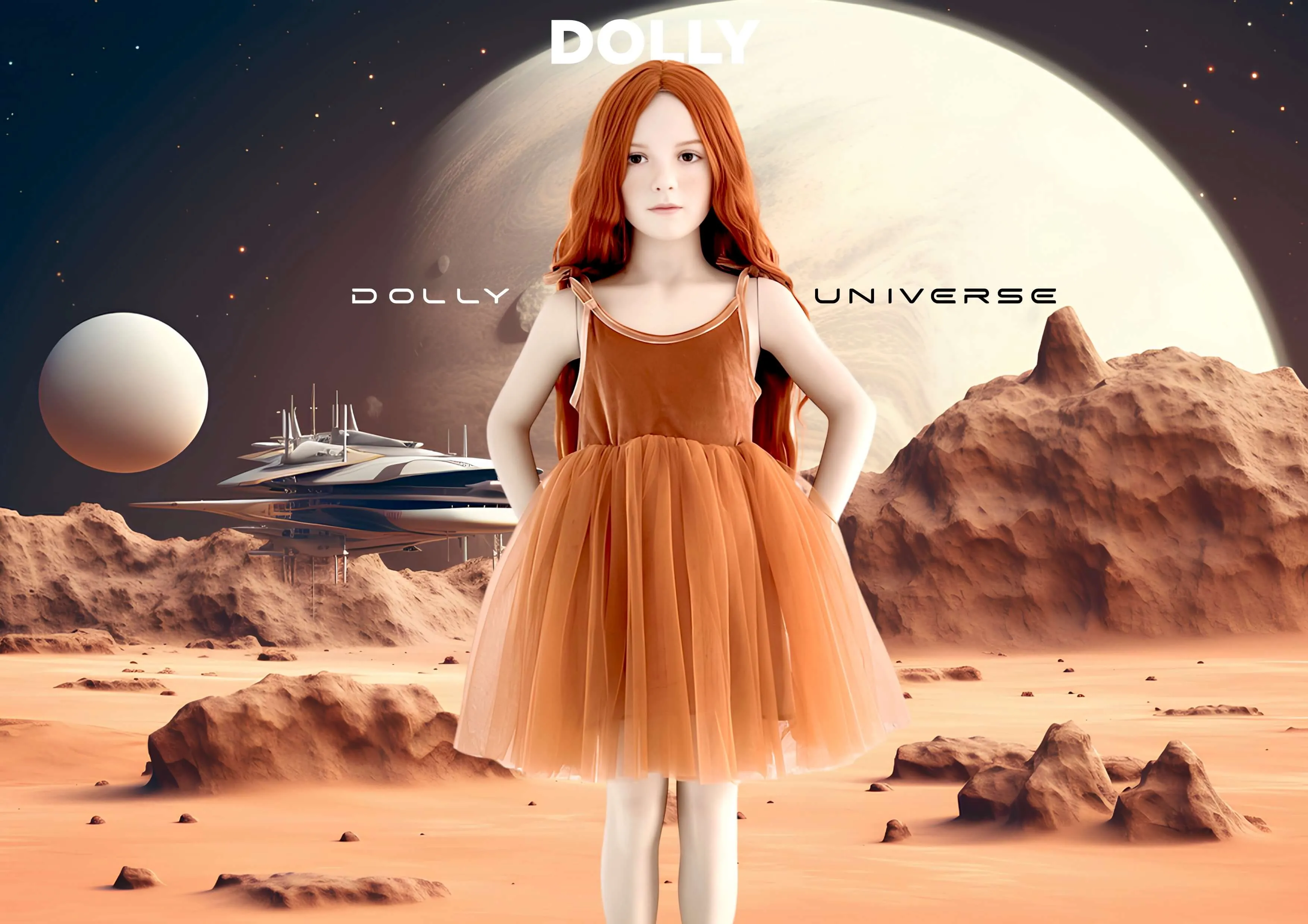 DOLLY UNIVERSE VELVET COSMIC STRINGS TUTU DRESS caramel