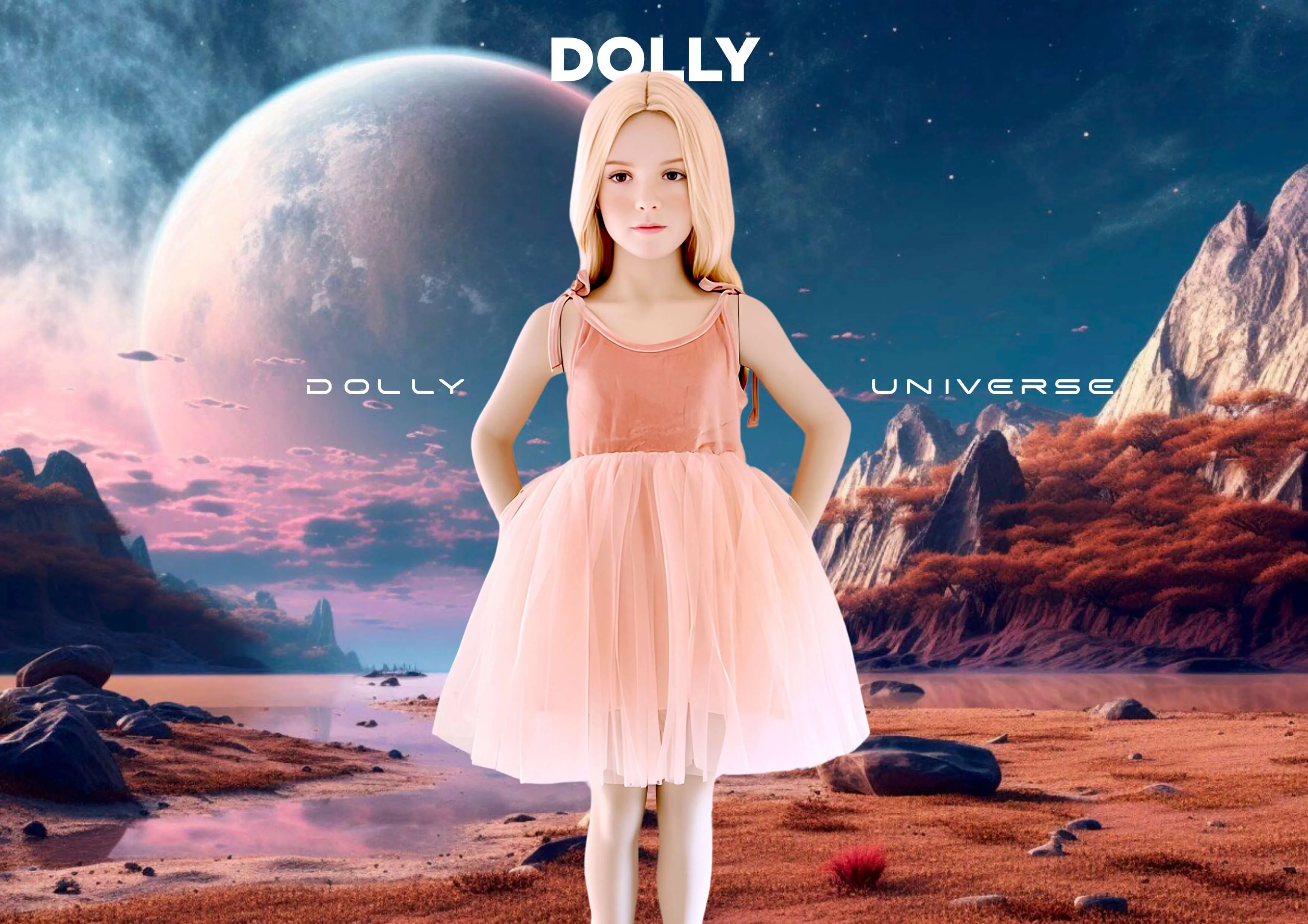 DOLLY UNIVERSE VELVET COSMIC STRINGS TUTU DRESS pink