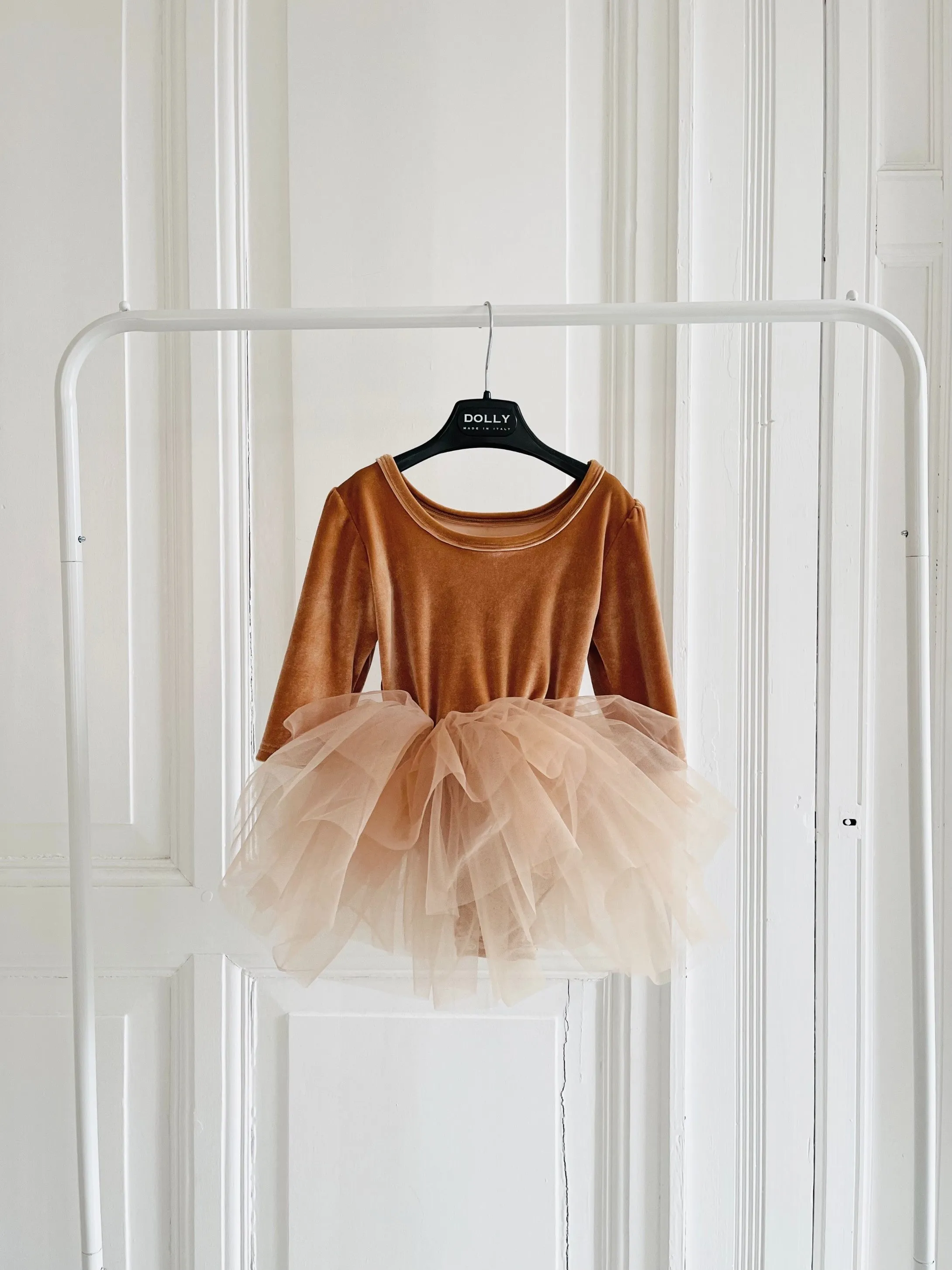 DOLLY UNIVERSE VELVET PLANET TUTU DRESS caramel