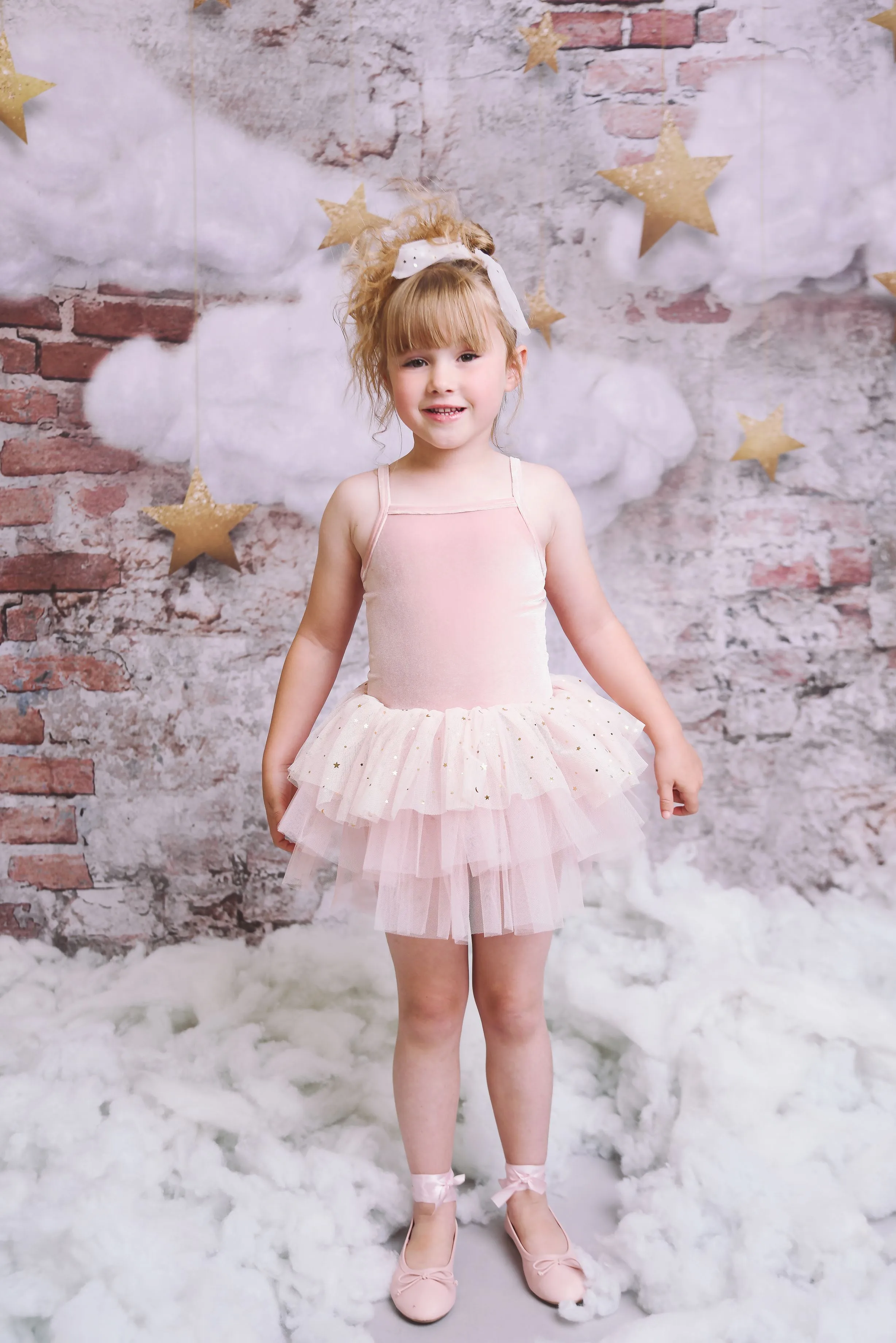 DOLLY® VELVET LEOTARD ROMPER TUTU DRESS STARS & MOON ⭐️ 🌙 TULLE ballet pink