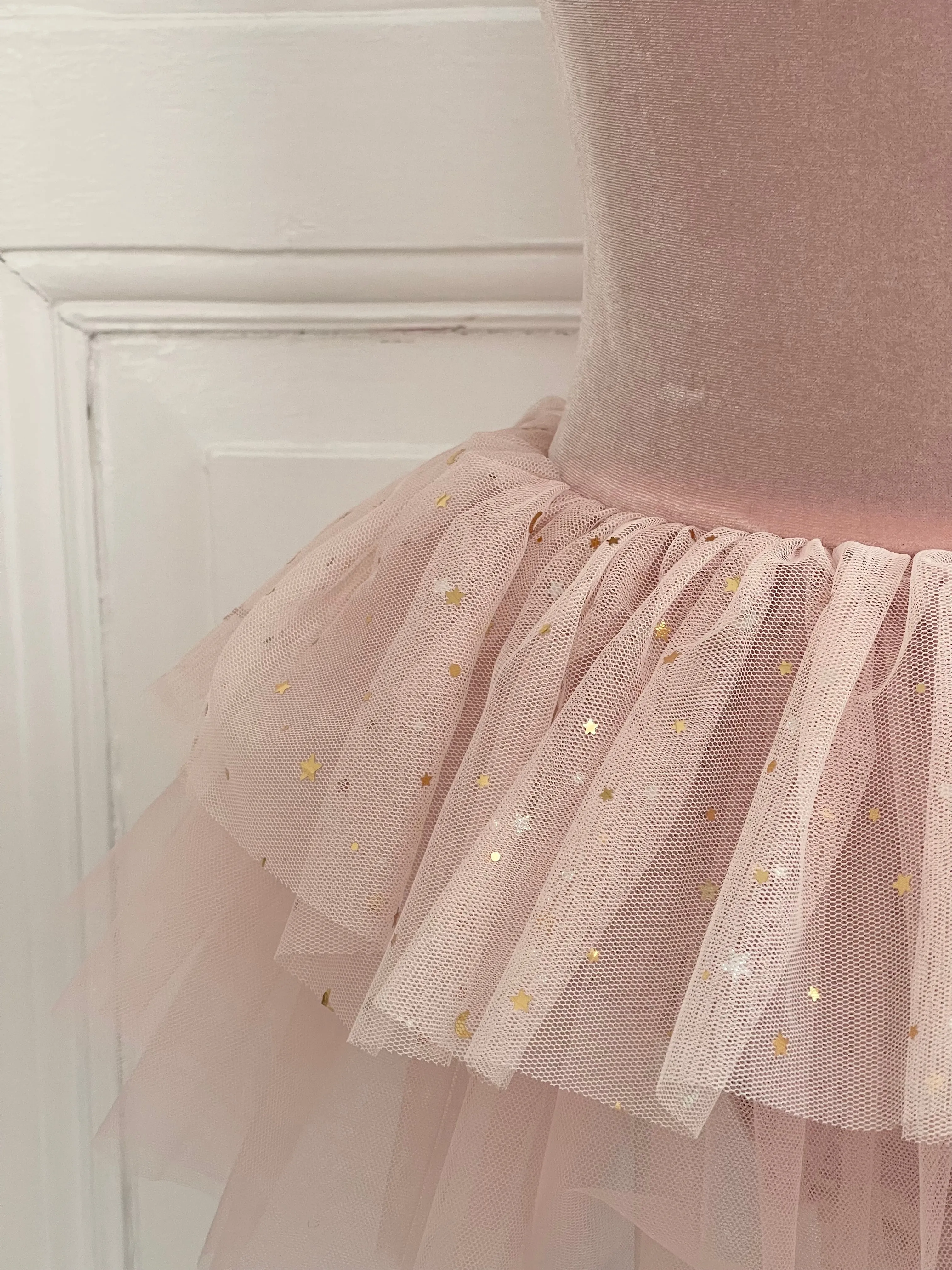 DOLLY® VELVET LEOTARD ROMPER TUTU DRESS STARS & MOON ⭐️ 🌙 TULLE ballet pink