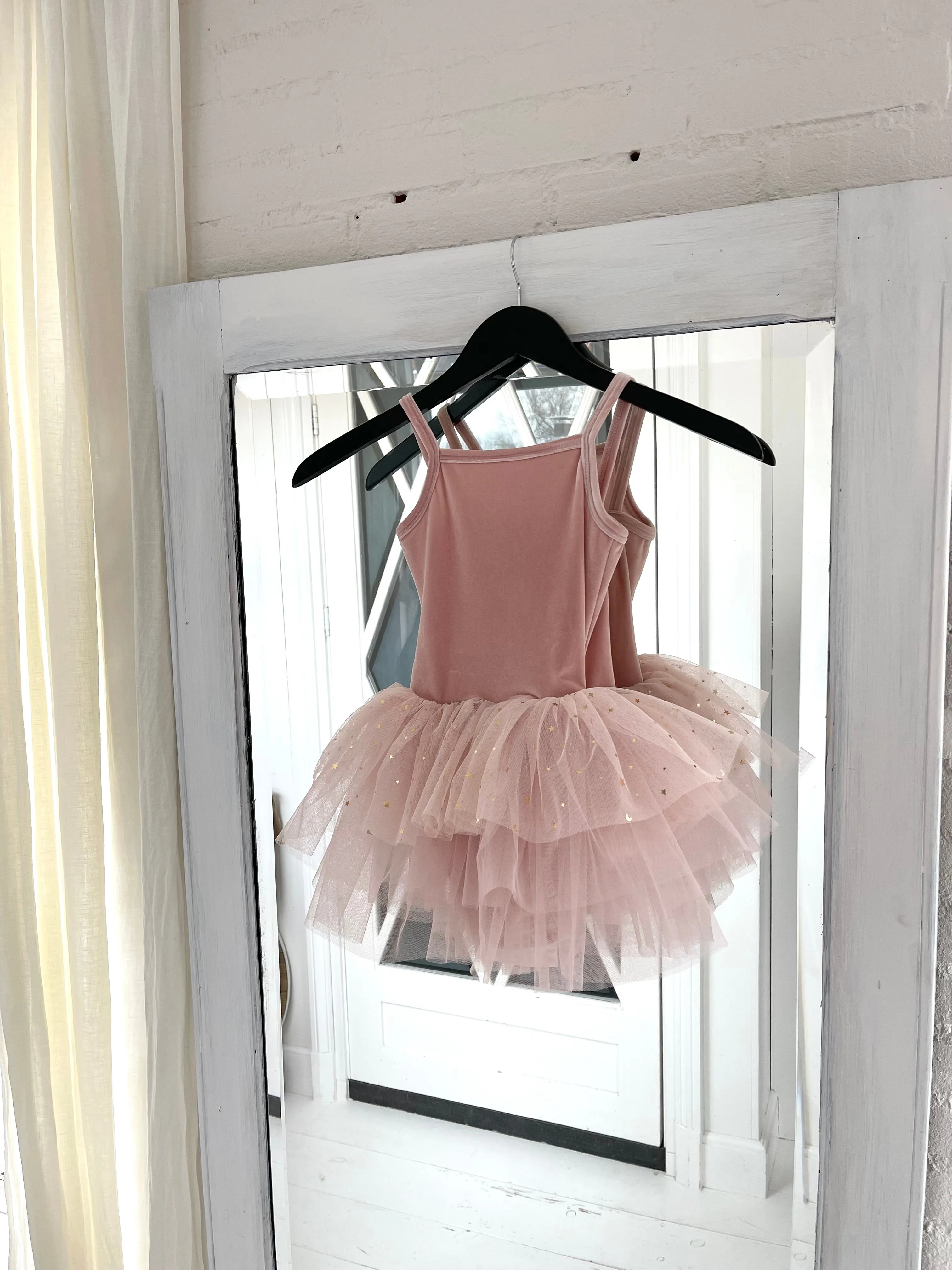 DOLLY® VELVET LEOTARD ROMPER TUTU DRESS STARS & MOON ⭐️ 🌙 TULLE ballet pink