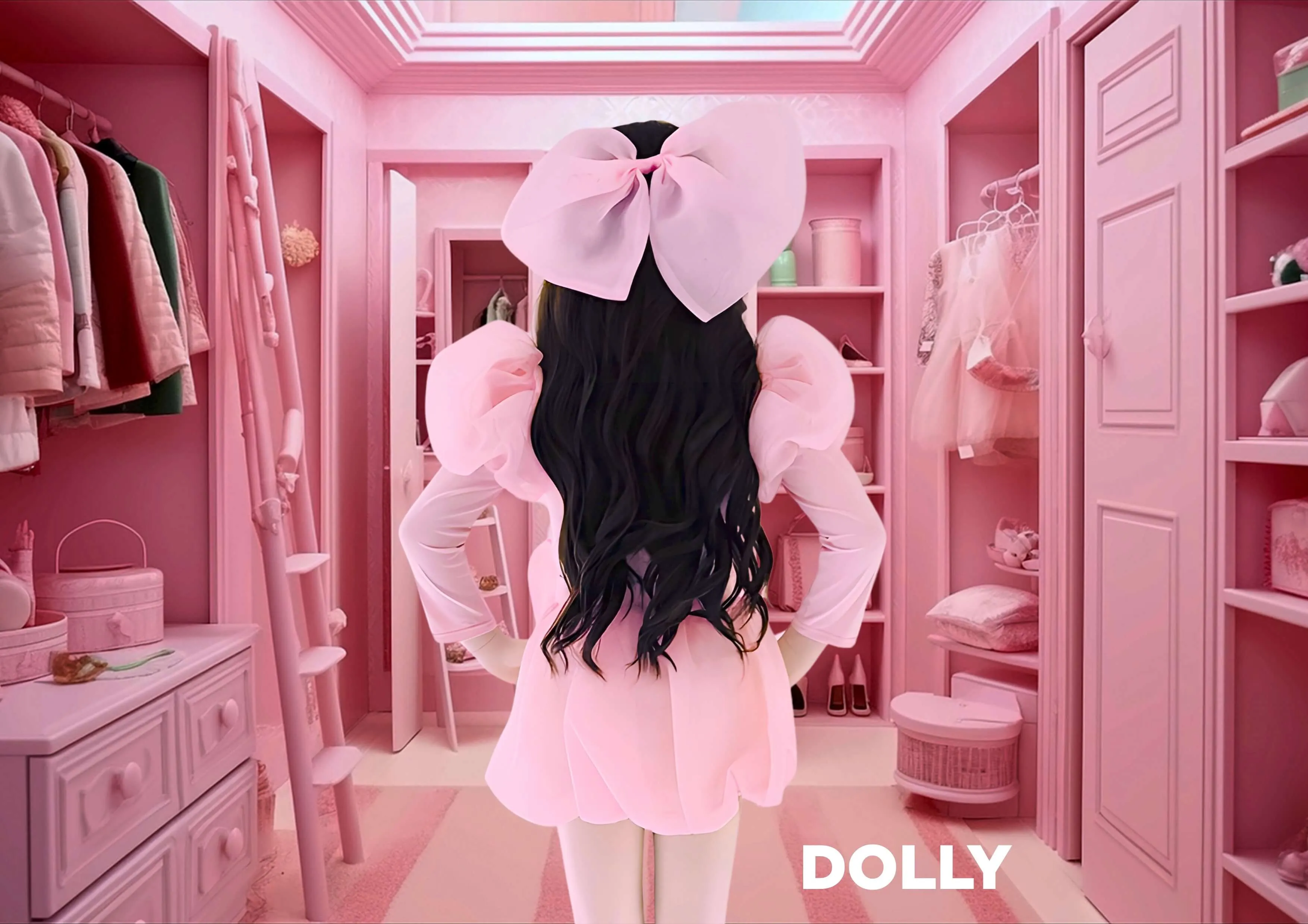 DOLLY WORLD BIG BOW PUFF BALLOON ORGANZA SKIRT dollypink