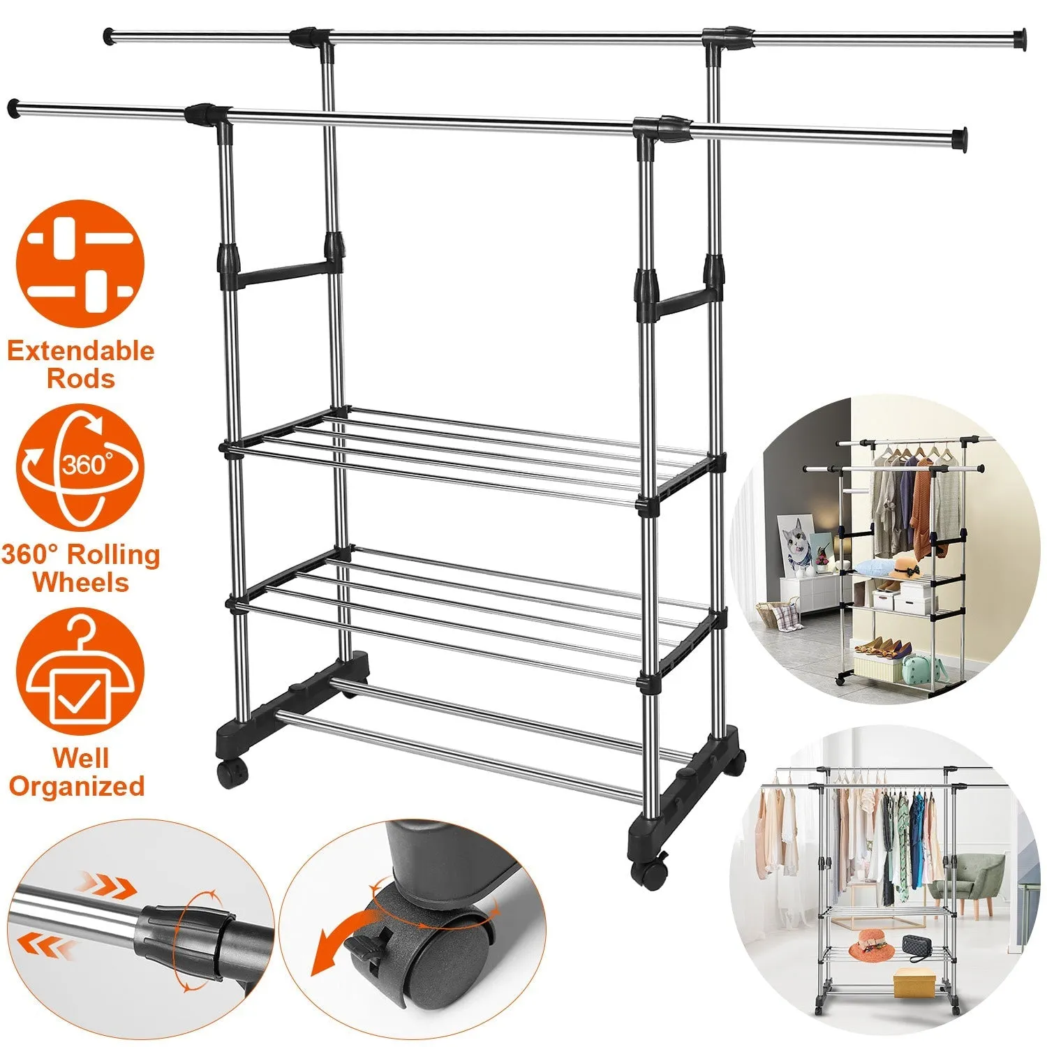 Extendable Garment Hanging Rack