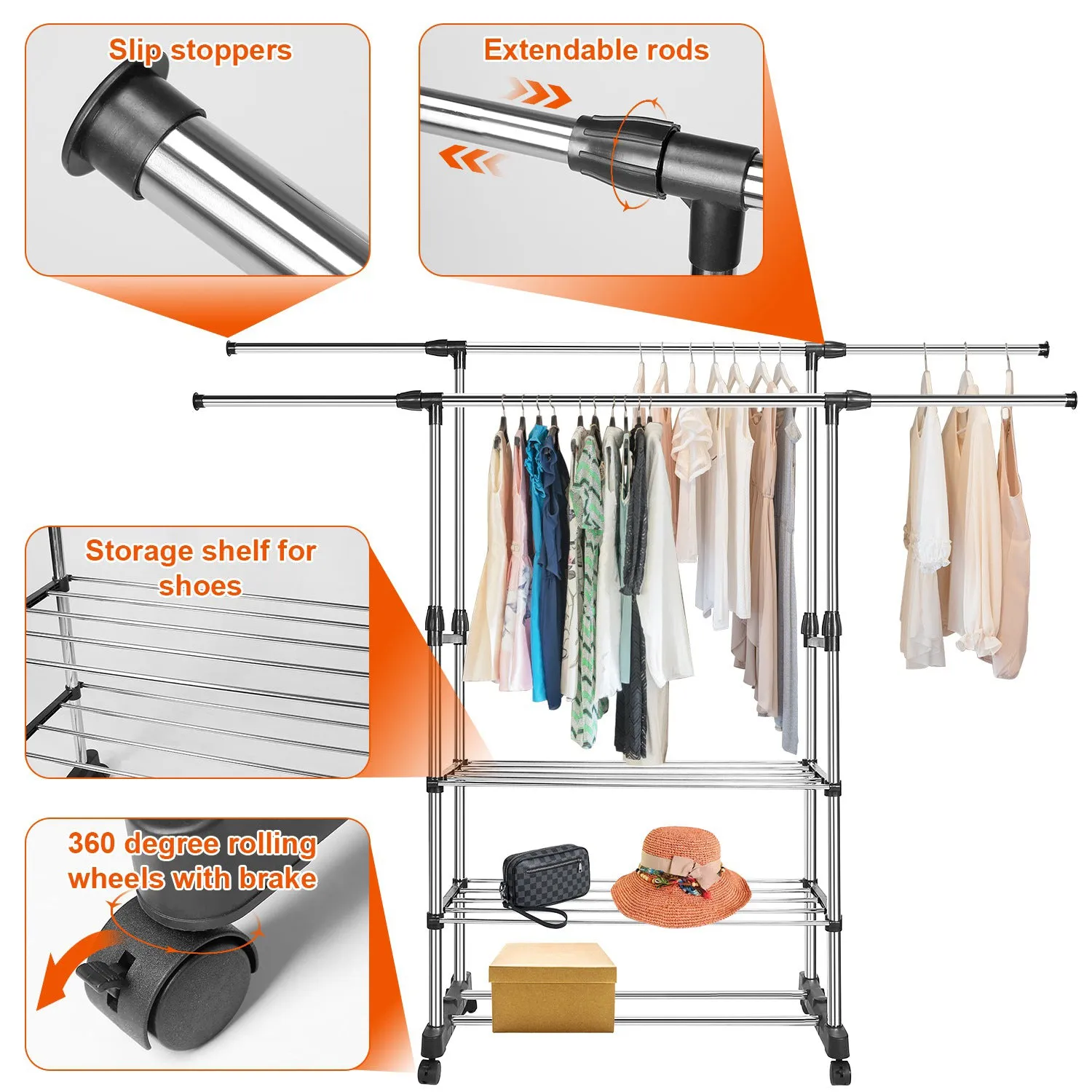 Extendable Garment Hanging Rack